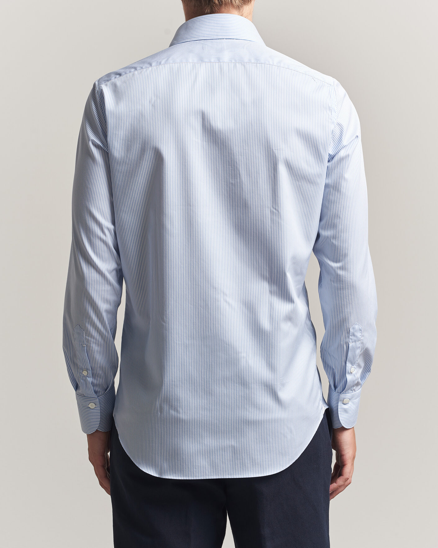Herr | Skjortor | Finamore Napoli | Milano Slim Traveller Cotton Shirt Blue Stripe