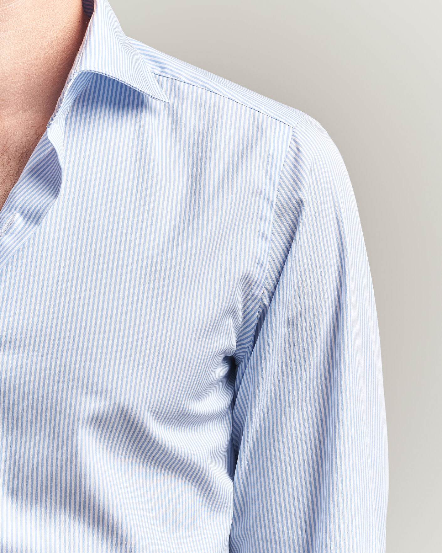 Herr | Skjortor | Finamore Napoli | Milano Slim Traveller Cotton Shirt Blue Stripe