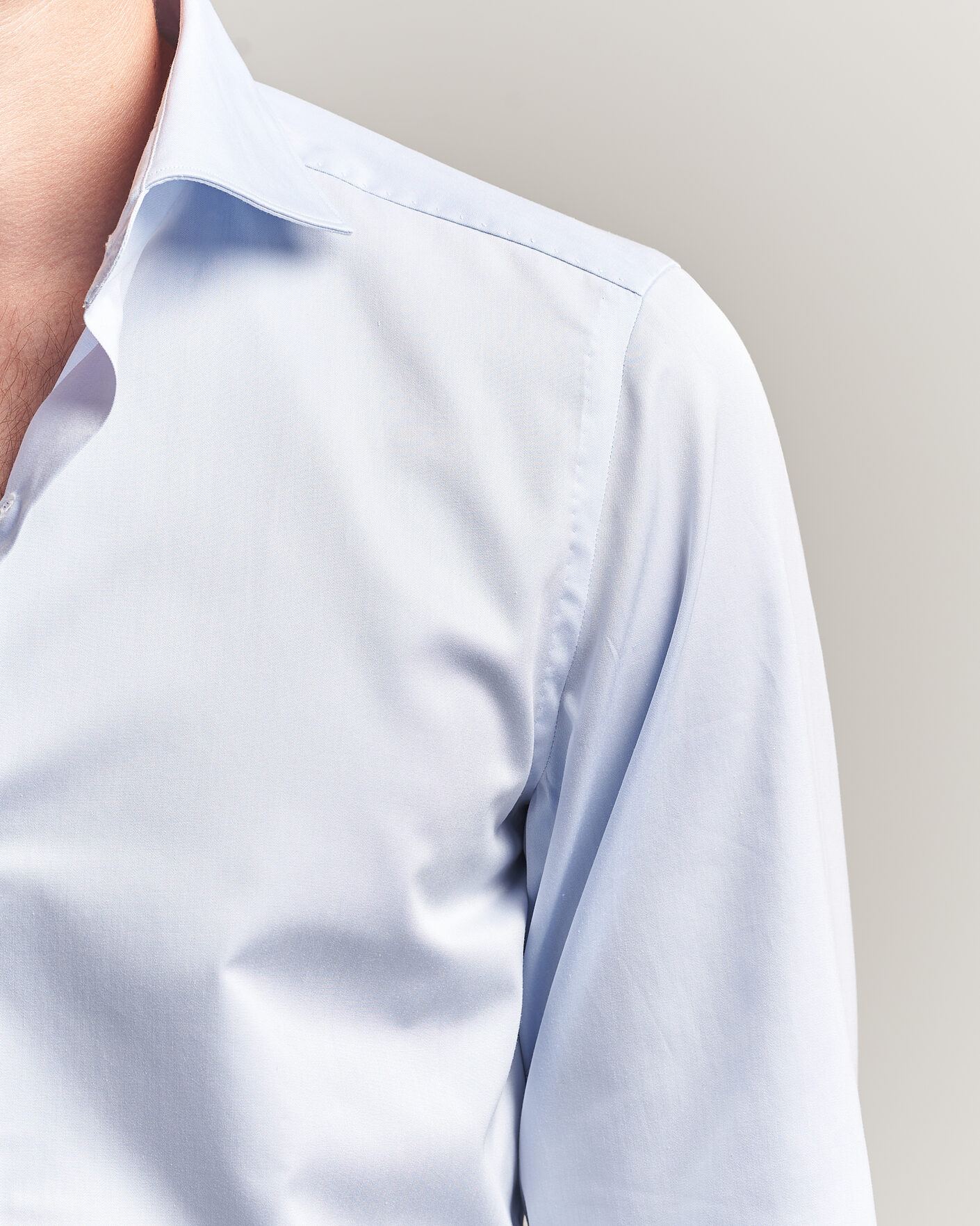Herr | Skjortor | Finamore Napoli | Milano Slim Traveller Cotton Shirt Light Blue