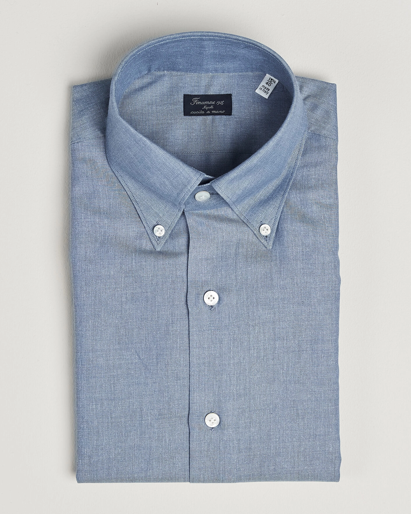 Herr | Skjortor | Finamore Napoli | Milano Slim Cashmere BD Shirt Light Blue