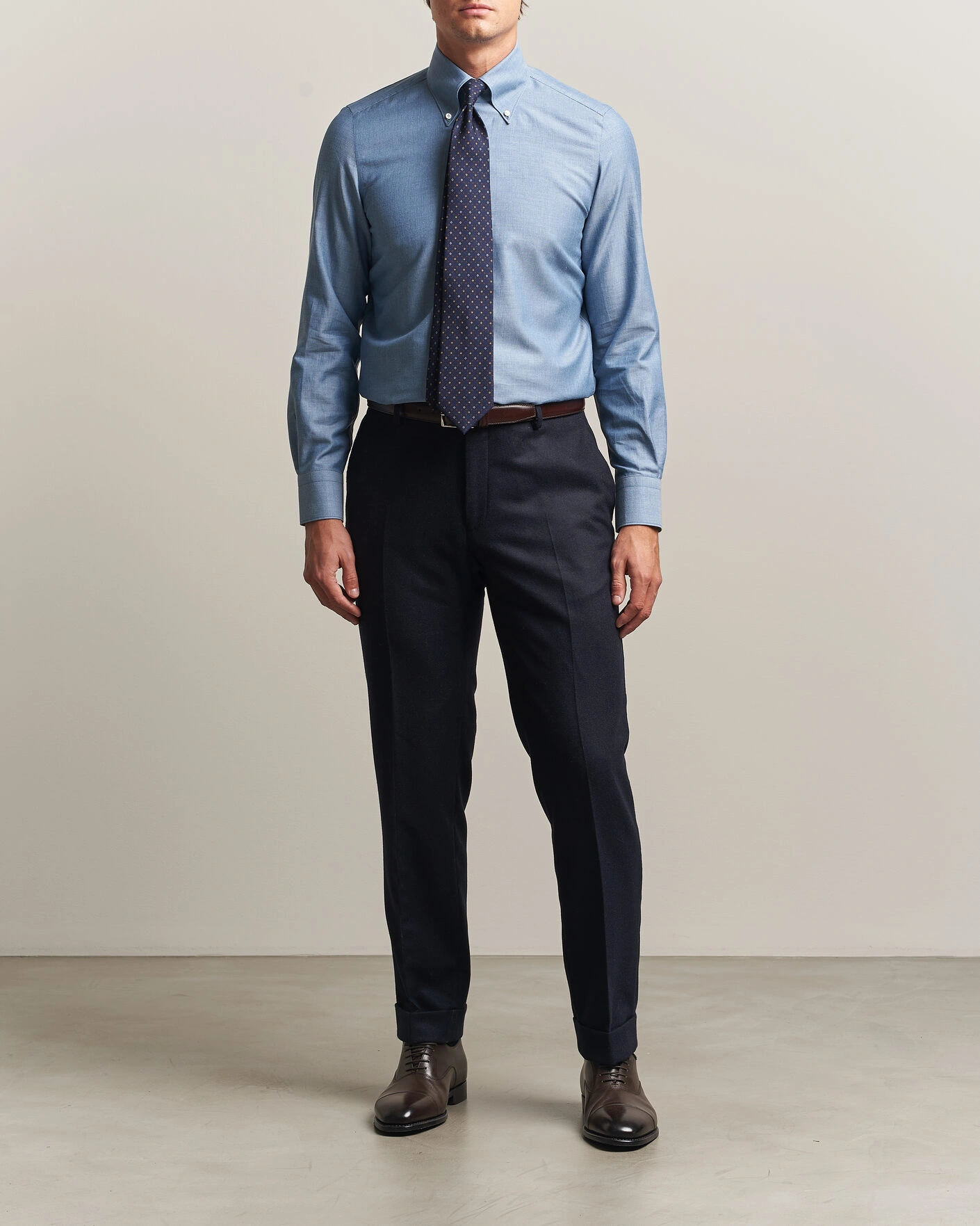 Herr | Skjortor | Finamore Napoli | Milano Slim Cashmere BD Shirt Light Blue