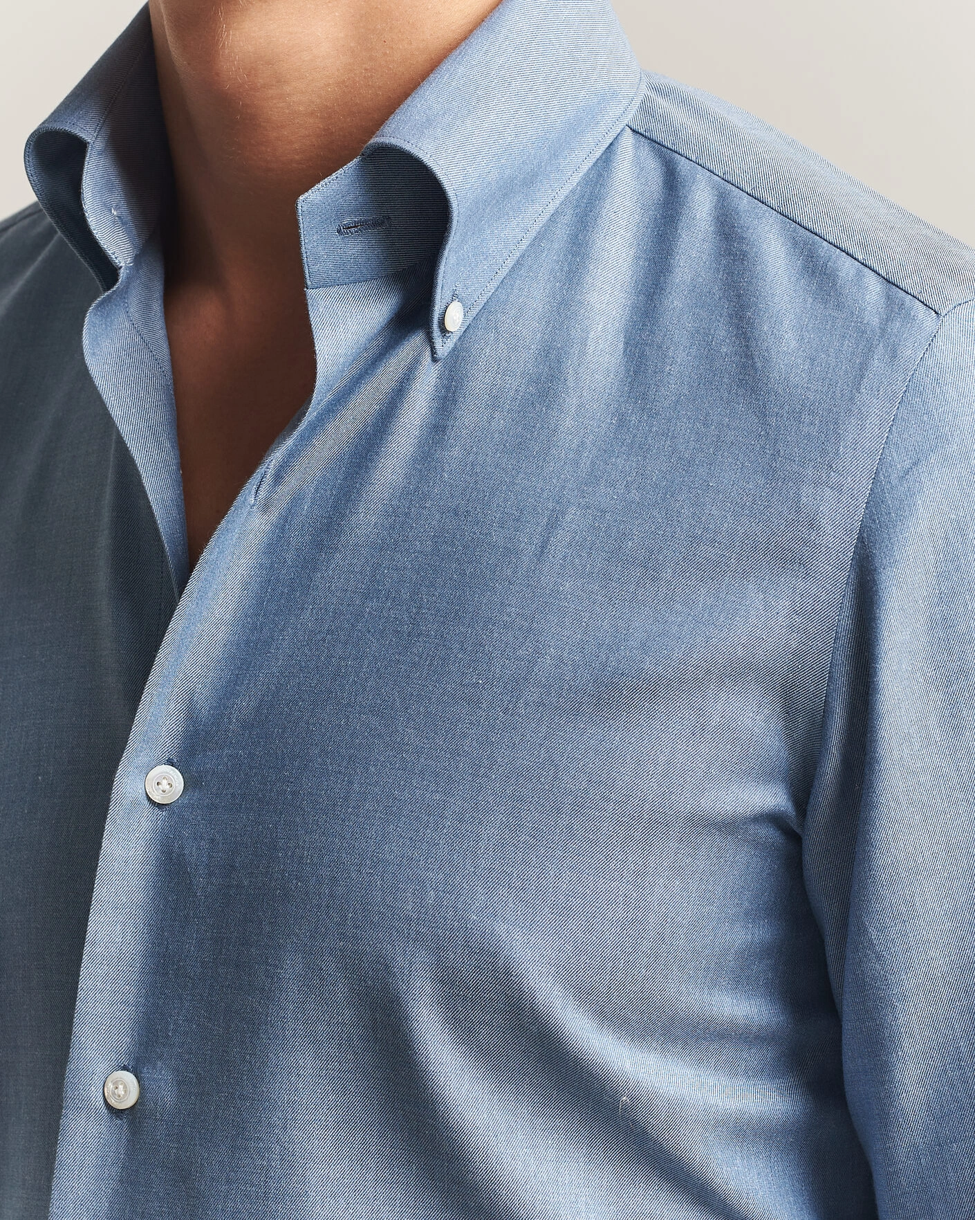 Herr | Skjortor | Finamore Napoli | Milano Slim Cashmere BD Shirt Light Blue