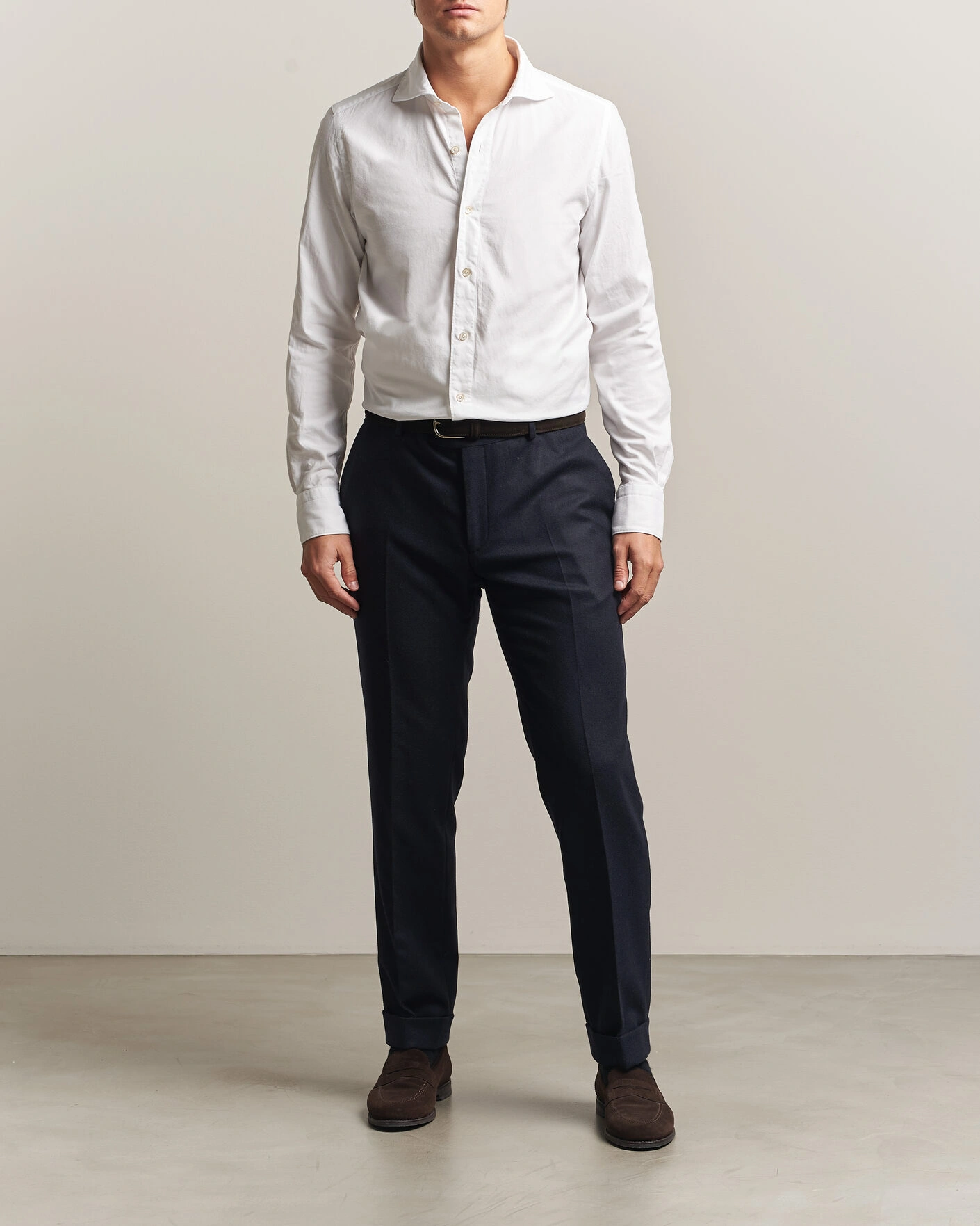 Herr | Skjortor | Finamore Napoli | Gaeta Flannel Sport Shirt White