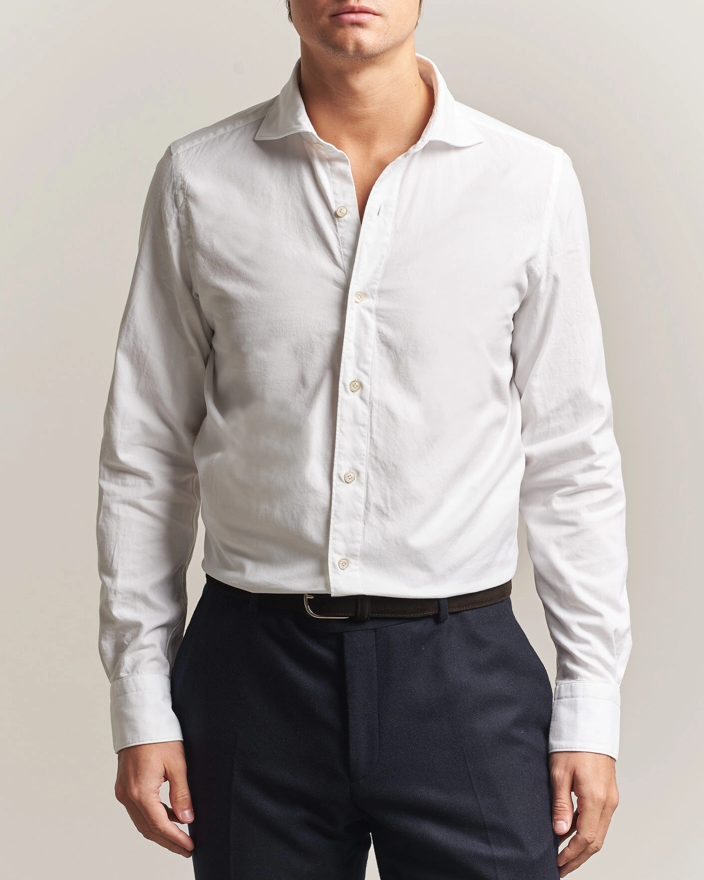 Herr | Skjortor | Finamore Napoli | Gaeta Flannel Sport Shirt White