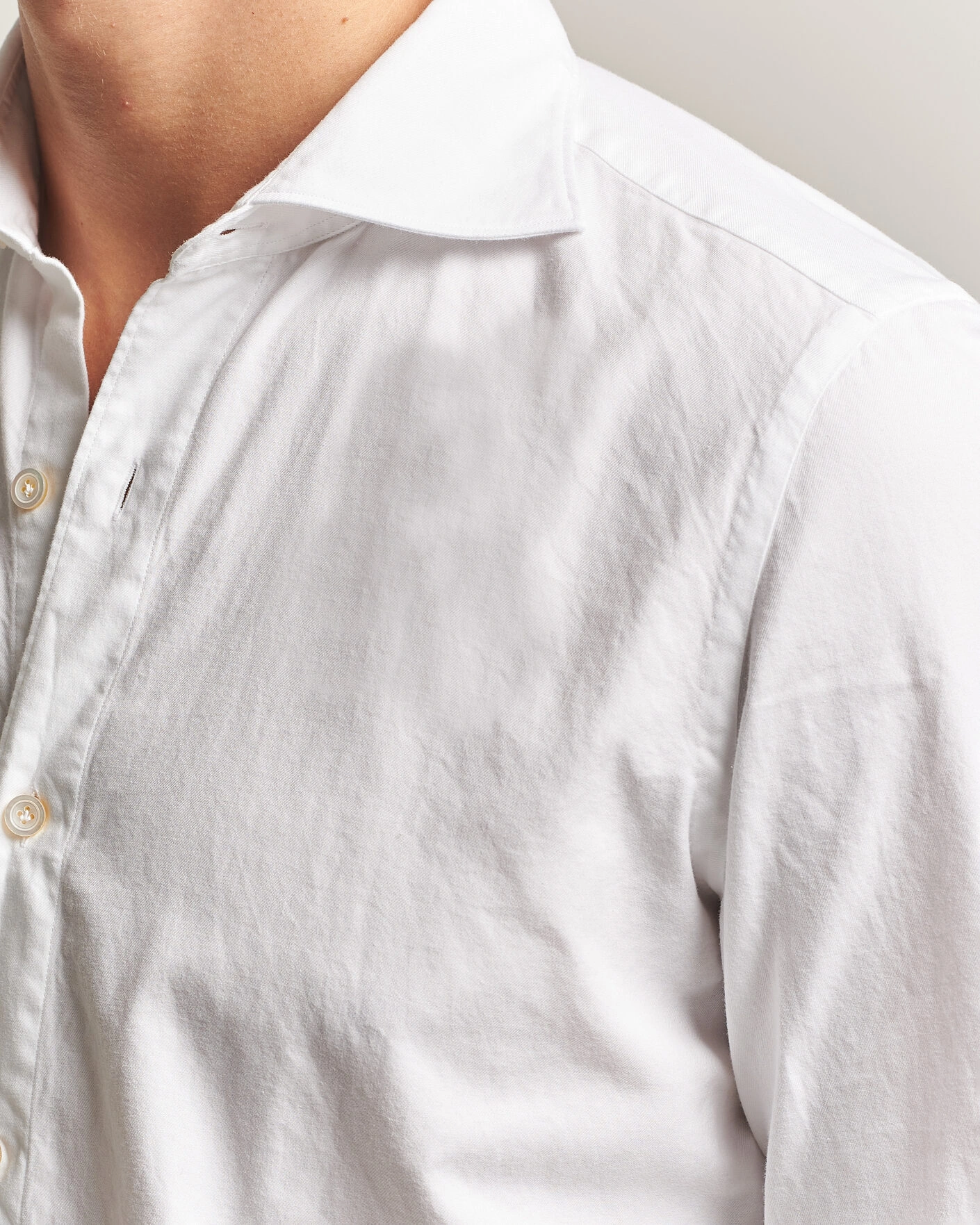 Herr | Skjortor | Finamore Napoli | Gaeta Flannel Sport Shirt White