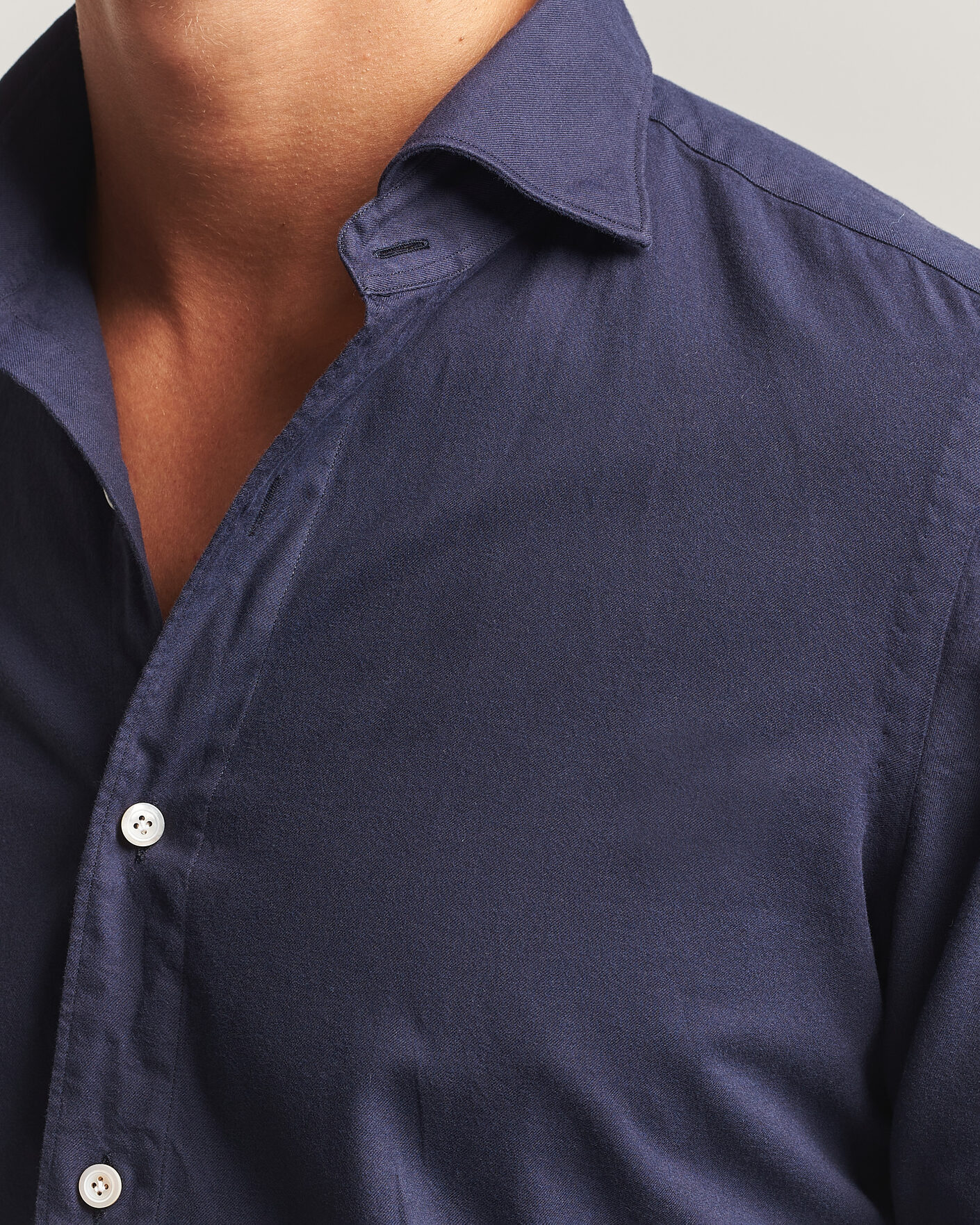 Herr | Skjortor | Finamore Napoli | Gaeta Flannel Sport Shirt Navy