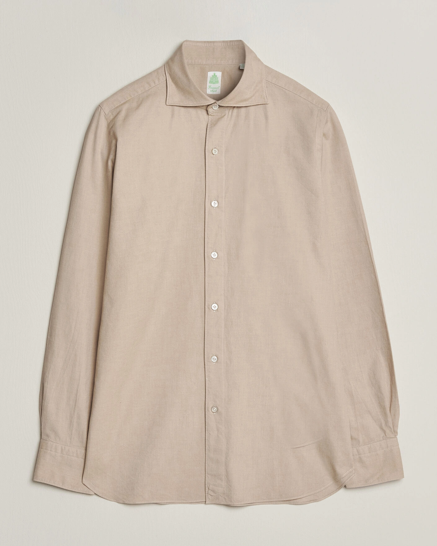 Herr | Skjortor | Finamore Napoli | Gaeta Flannel Sport Shirt Beige
