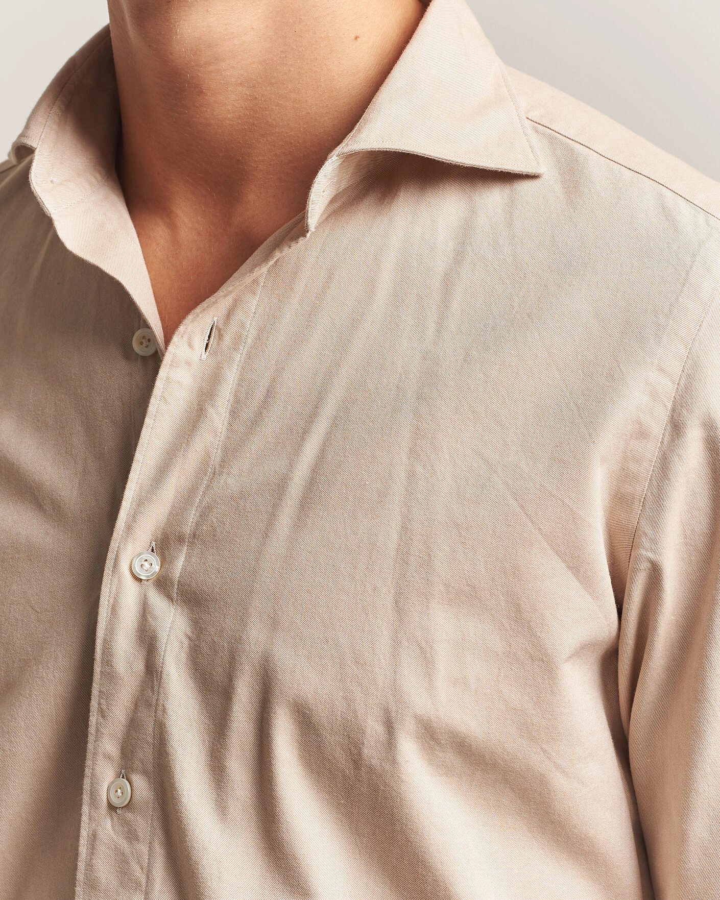 Herr | Skjortor | Finamore Napoli | Gaeta Flannel Sport Shirt Beige