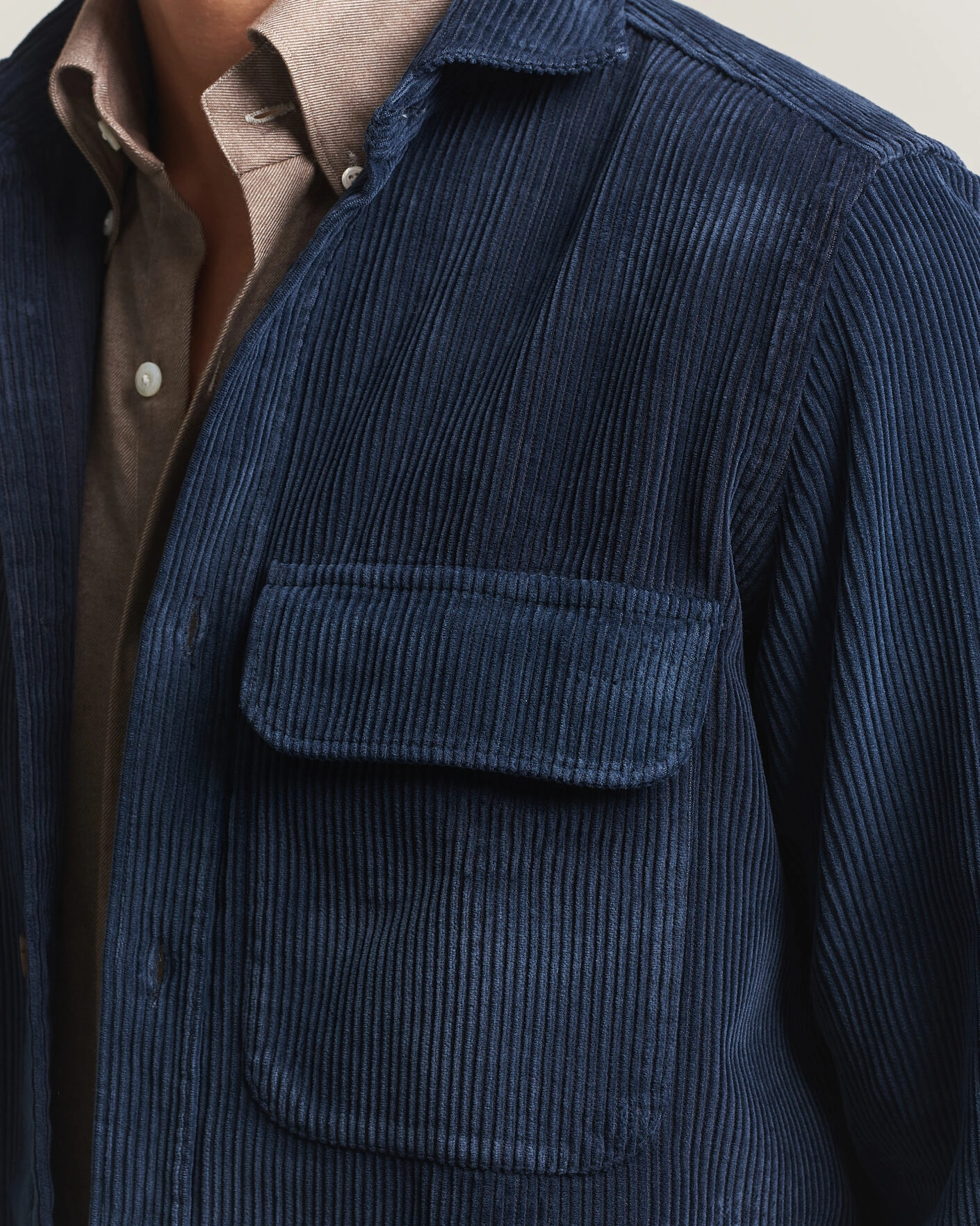 Herr | Skjortor | Finamore Napoli | Garment Dyed Corduroy Overshirt Navy