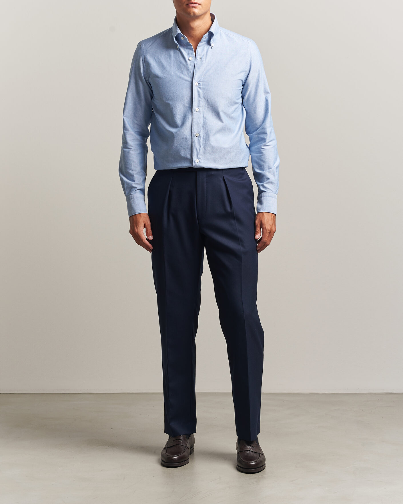 Herr | Skjortor | Finamore Napoli | Gaeta Oxford Button Down Shirt Light Blue