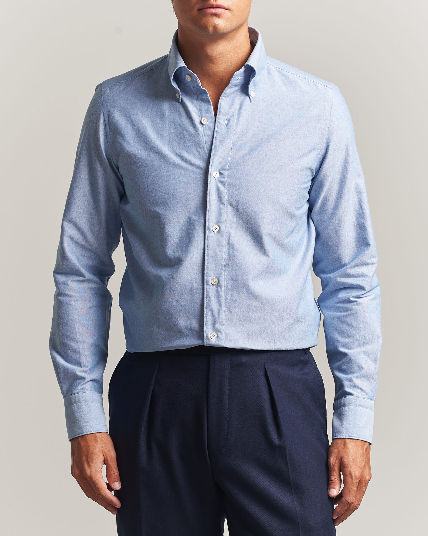 Herr | Skjortor | Finamore Napoli | Gaeta Oxford Button Down Shirt Light Blue