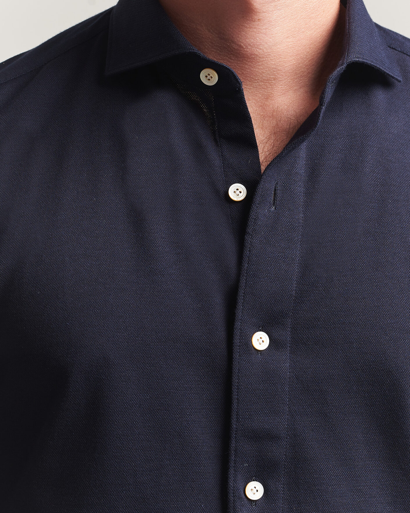 Herr | Skjortor | Finamore Napoli | Cotton/Cashmere Jersey Shirt Navy