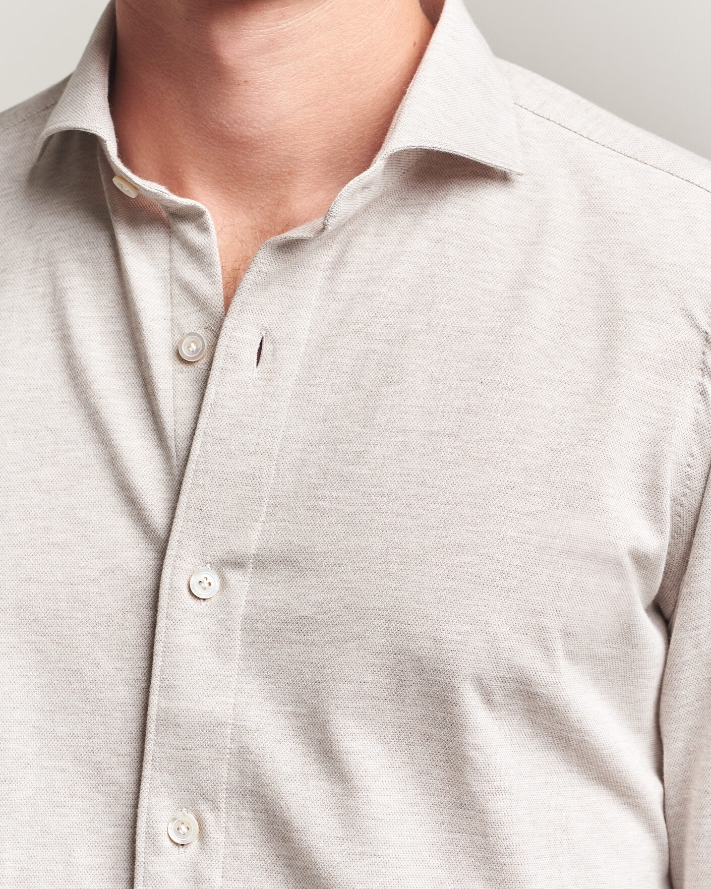 Herr | Skjortor | Finamore Napoli | Cotton/Cashmere Jersey Shirt Beige