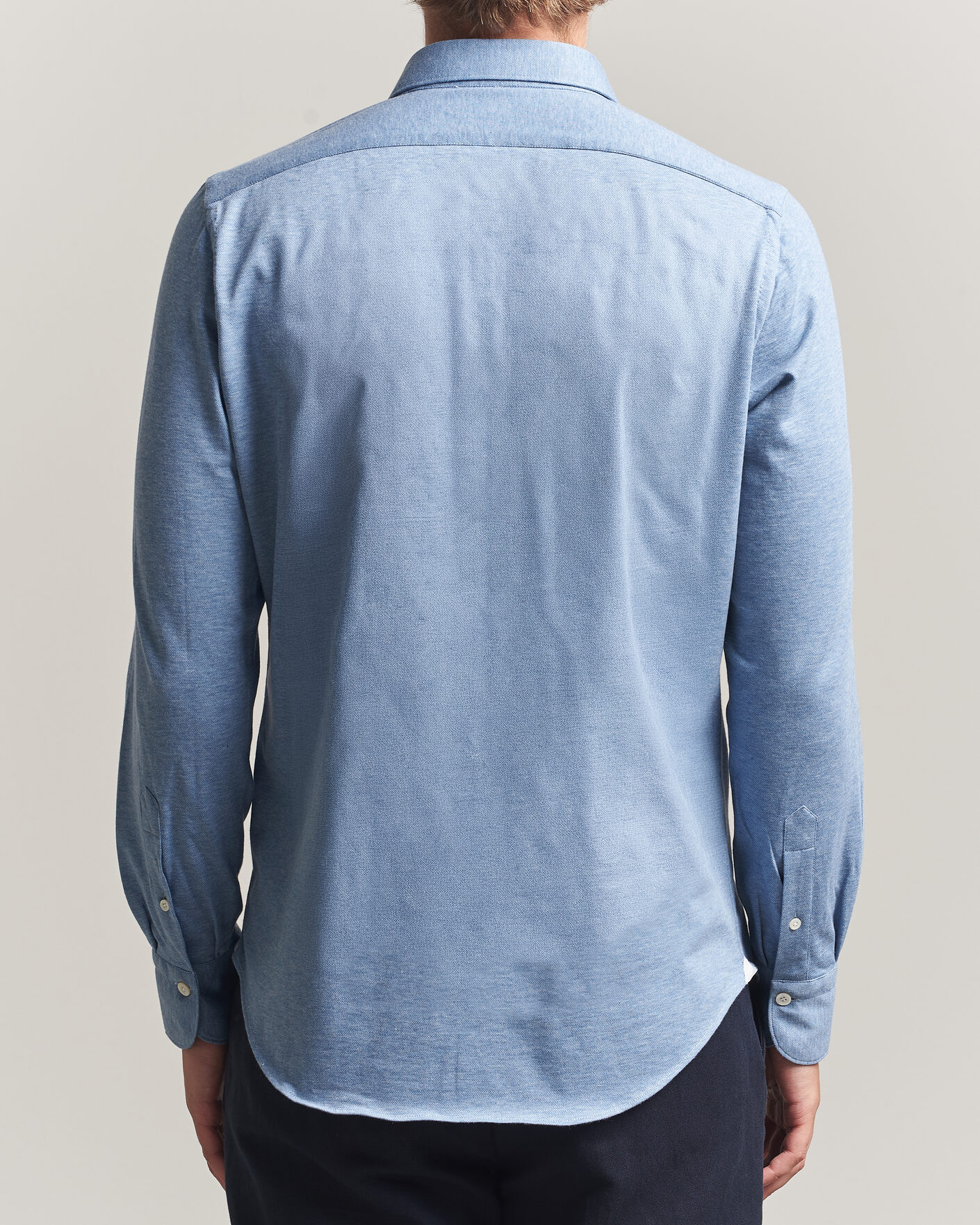 Herr | Skjortor | Finamore Napoli | Cotton/Cashmere Jersey Shirt Light Blue