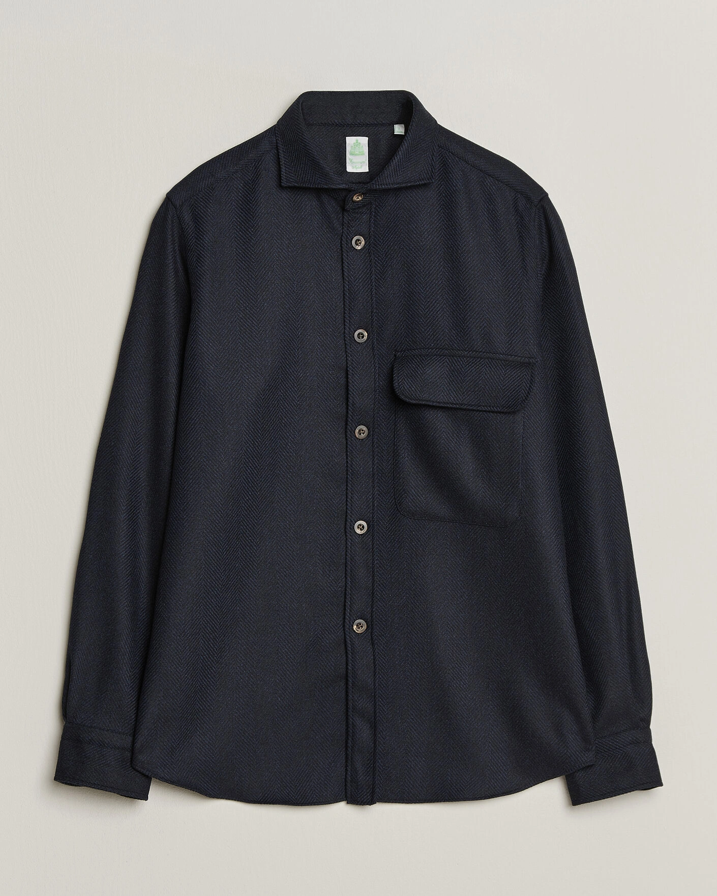 Herr | Skjortor | Finamore Napoli | Wool Herringbone Overshirt Navy
