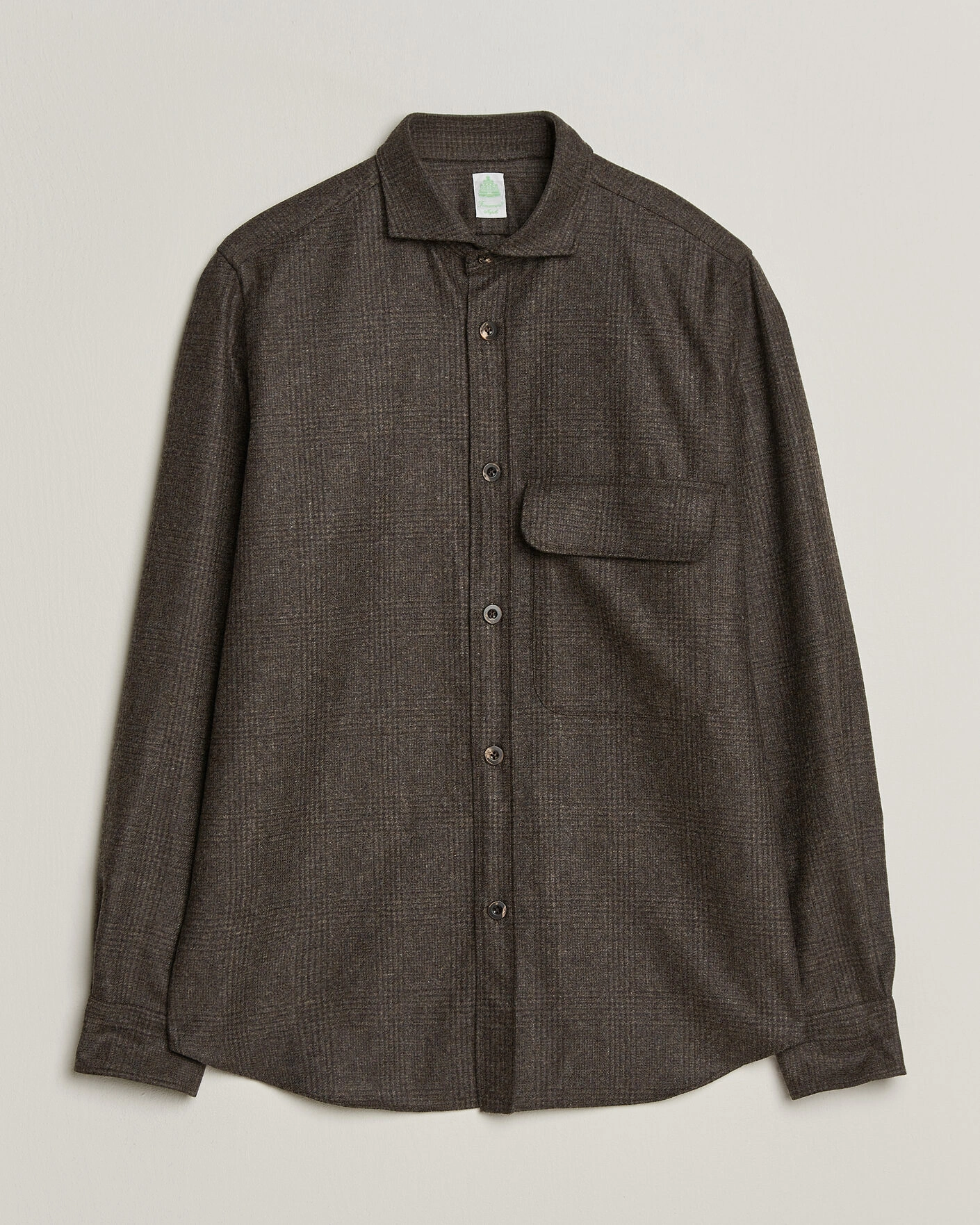 Herr | Skjortor | Finamore Napoli | Wool Houndstooth Overshirt Dark Brown