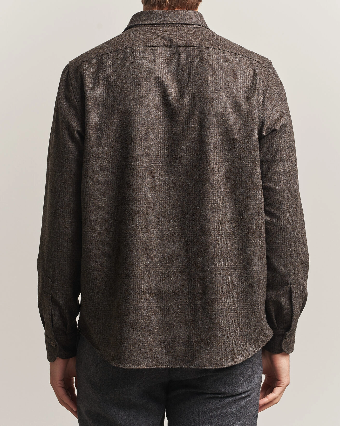 Herr | Skjortor | Finamore Napoli | Wool Houndstooth Overshirt Dark Brown