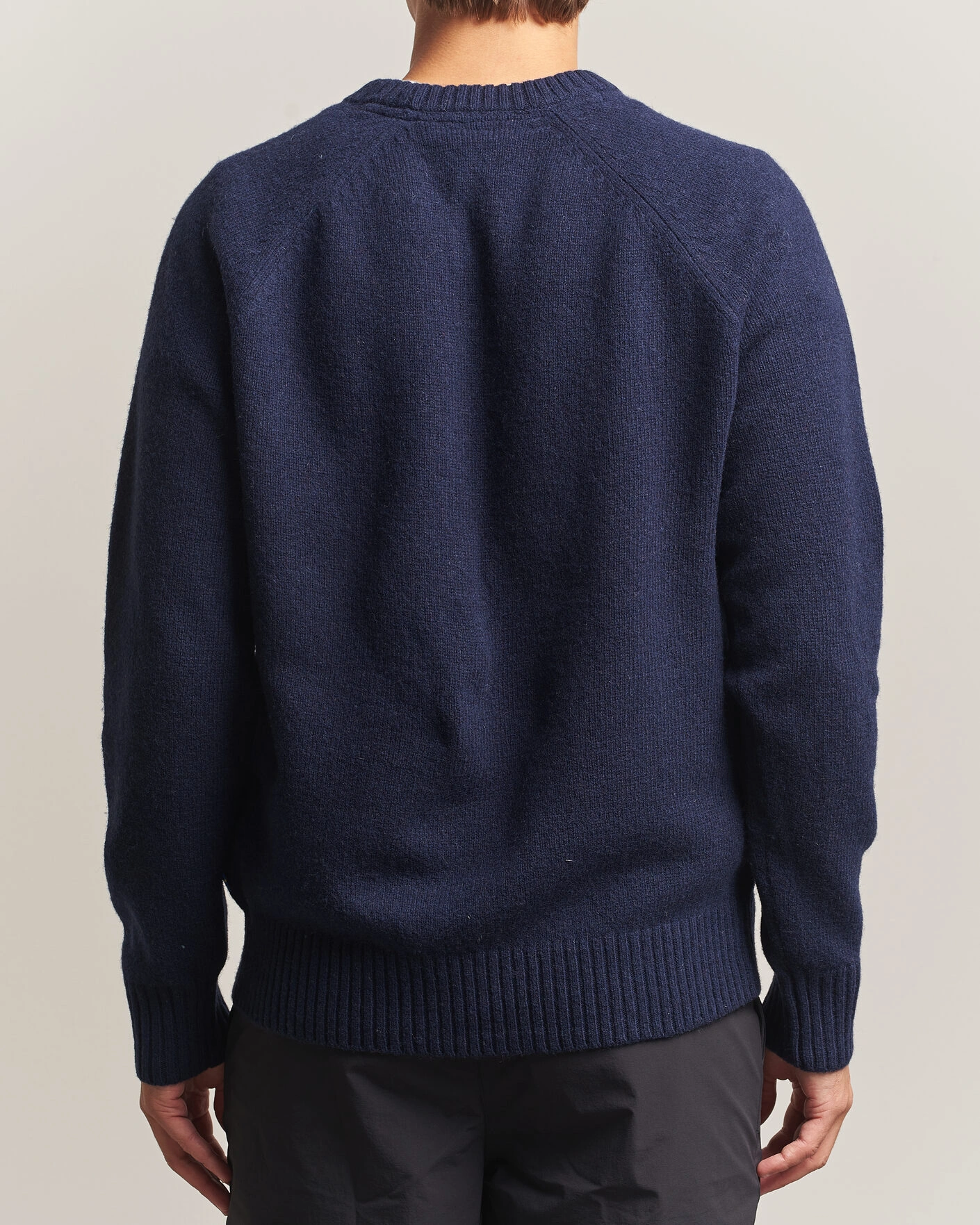 Herr | Tröjor | Fjällräven | Logo Knit Wool Sweater Dark Navy
