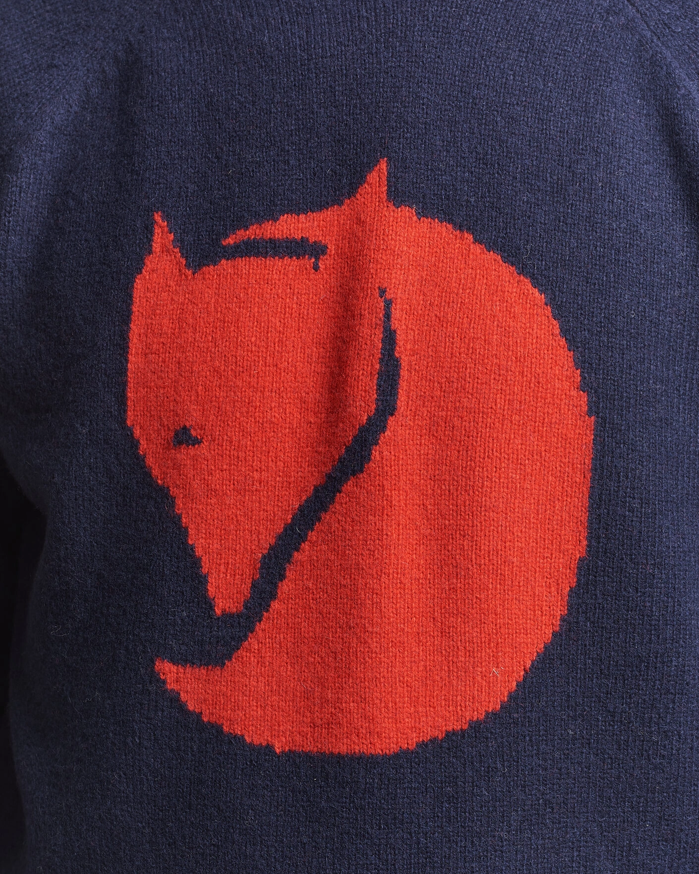 Herr | Tröjor | Fjällräven | Logo Knit Wool Sweater Dark Navy