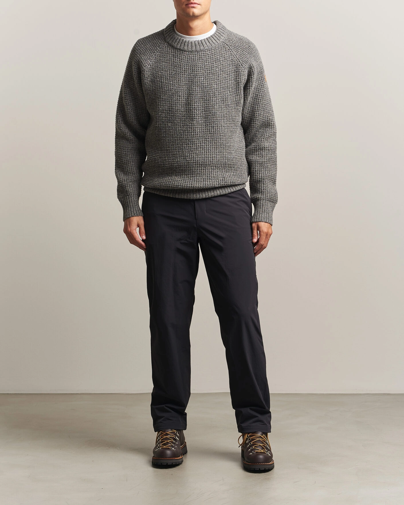 Herr | Tröjor | Fjällräven | Övik Wool Waffle Knit Grey Melange