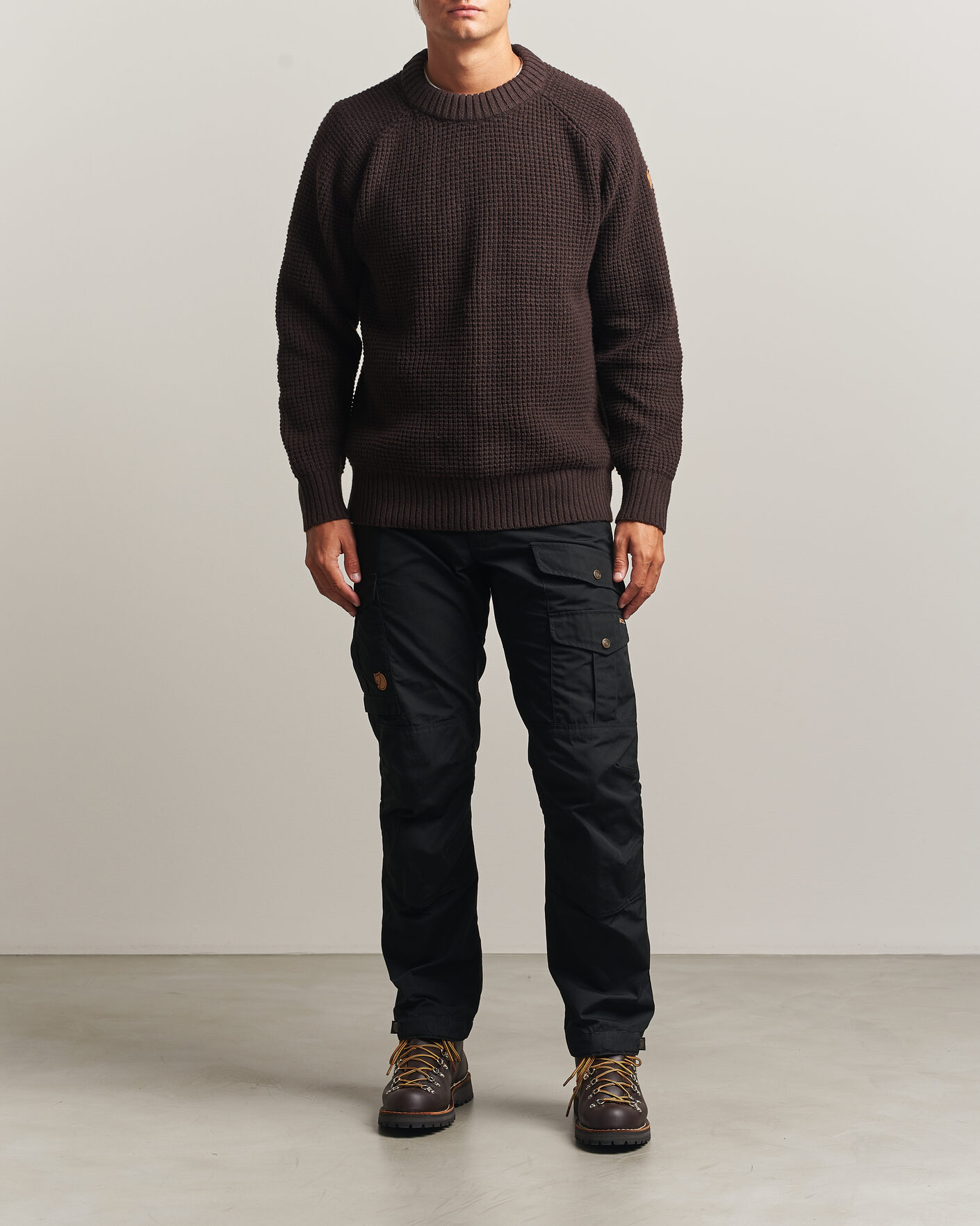 Herr | Tröjor | Fjällräven | Övik Wool Waffle Knit Black Oak