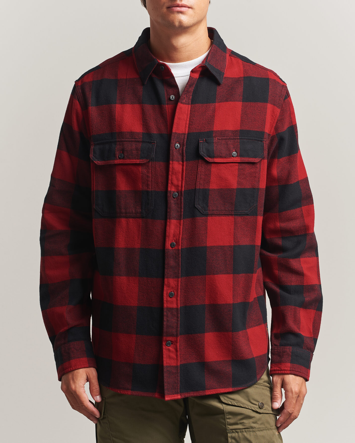 Herr | Skjortor | Fjällräven | Övik Heavy Flannel Shirt Red/Black