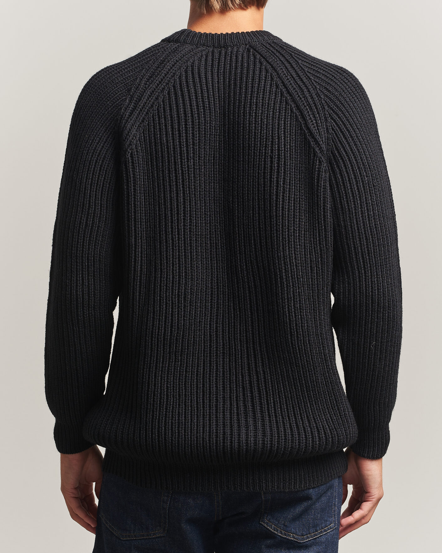 Herr | Tröjor | Gloverall | Fisherman Rib Chunky Wool Crew Neck Black