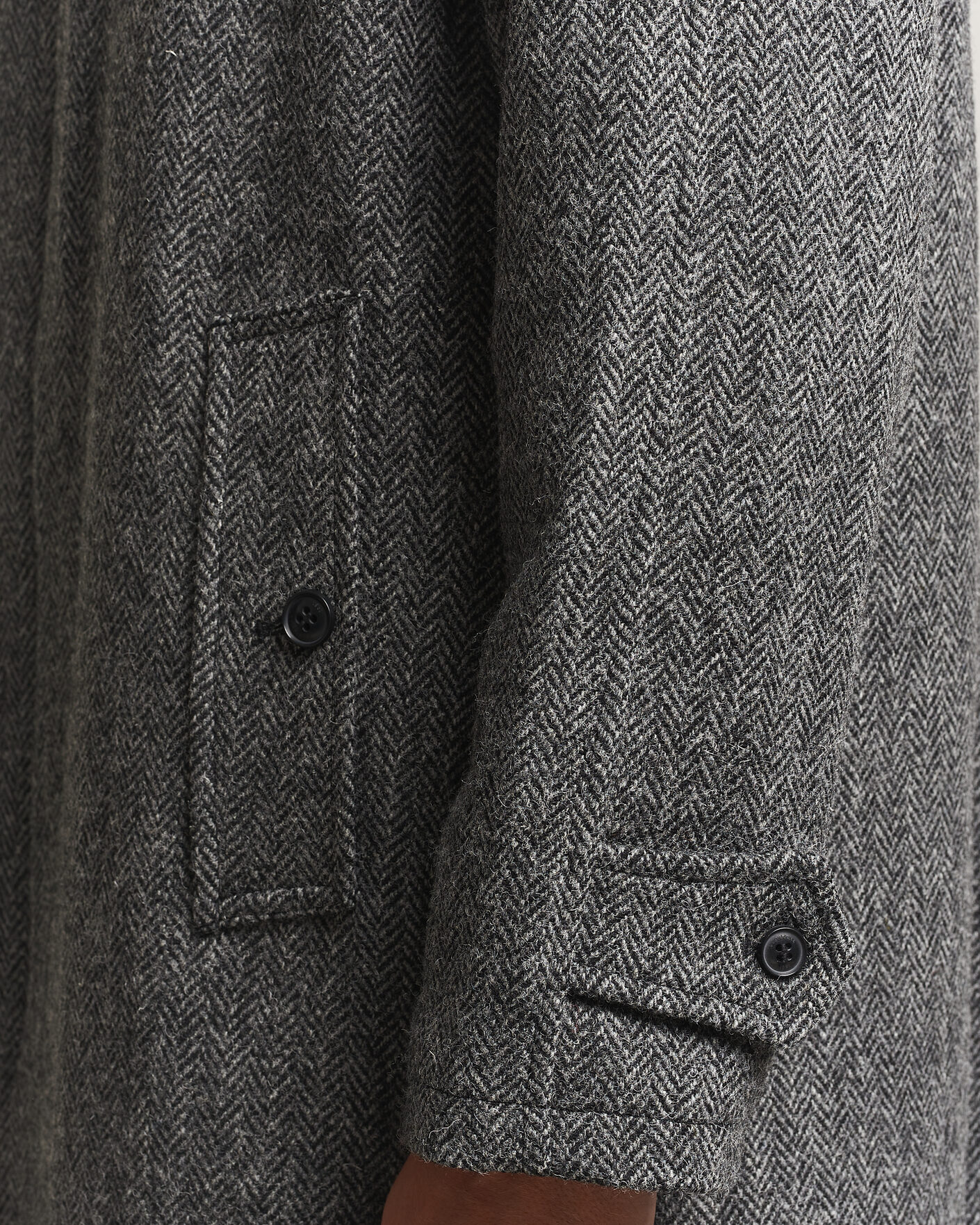 Herr | Jackor | Gloverall | Hynes Harris Tweed Coat Charcoal Herringbone