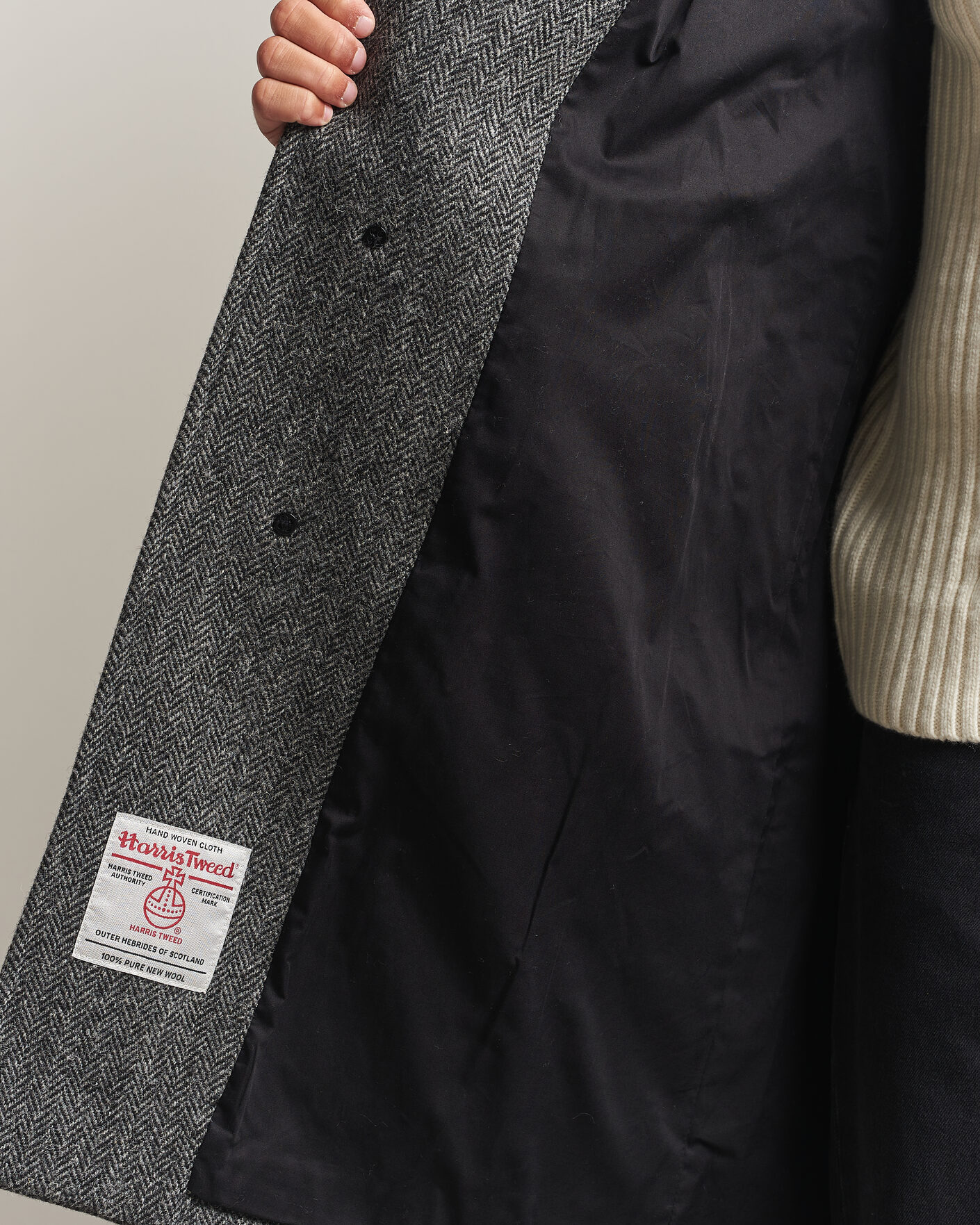 Herr | Jackor | Gloverall | Hynes Harris Tweed Coat Charcoal Herringbone