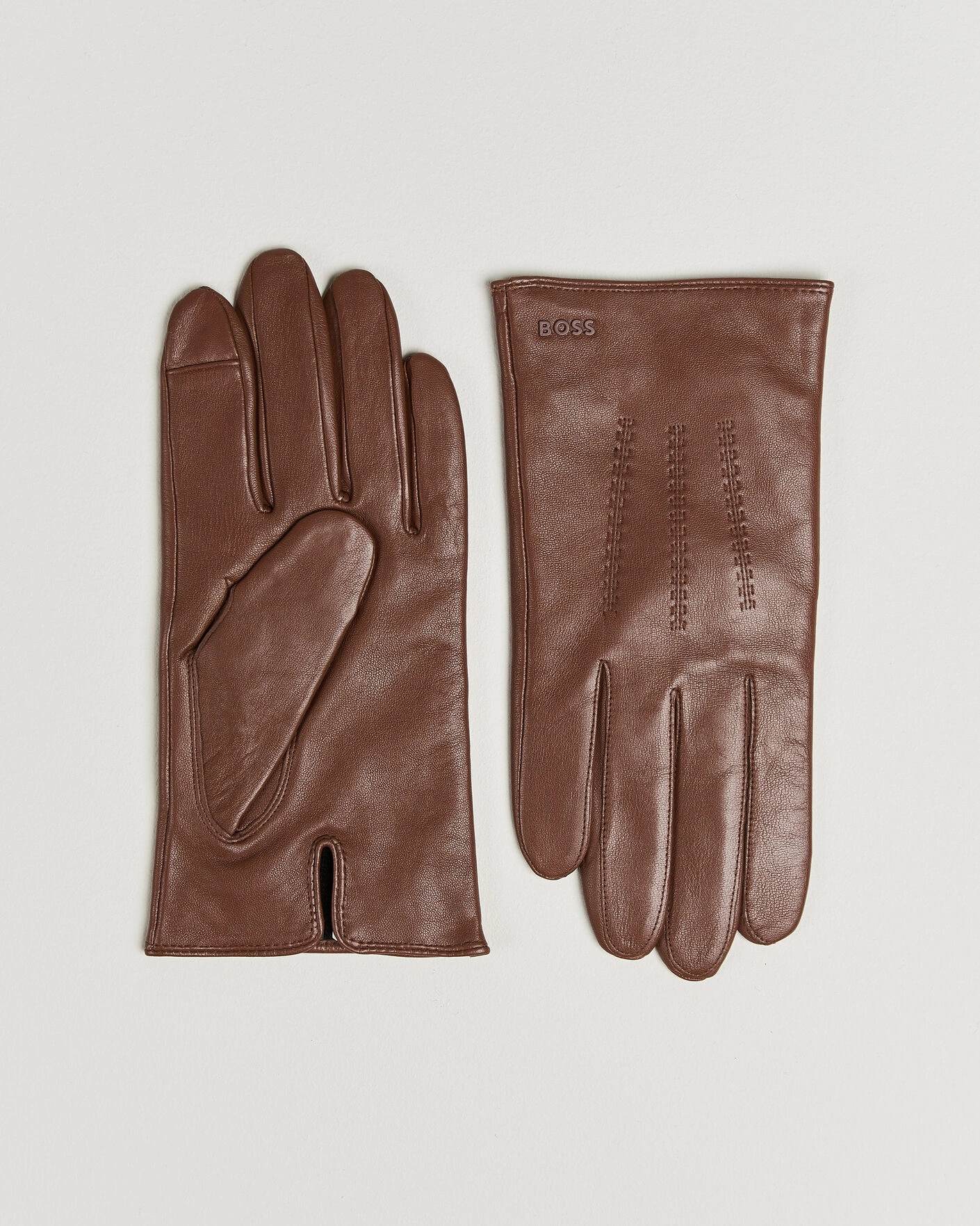 Herr | Handskar | BOSS BLACK | Hainz Leather Glove Medium Brown