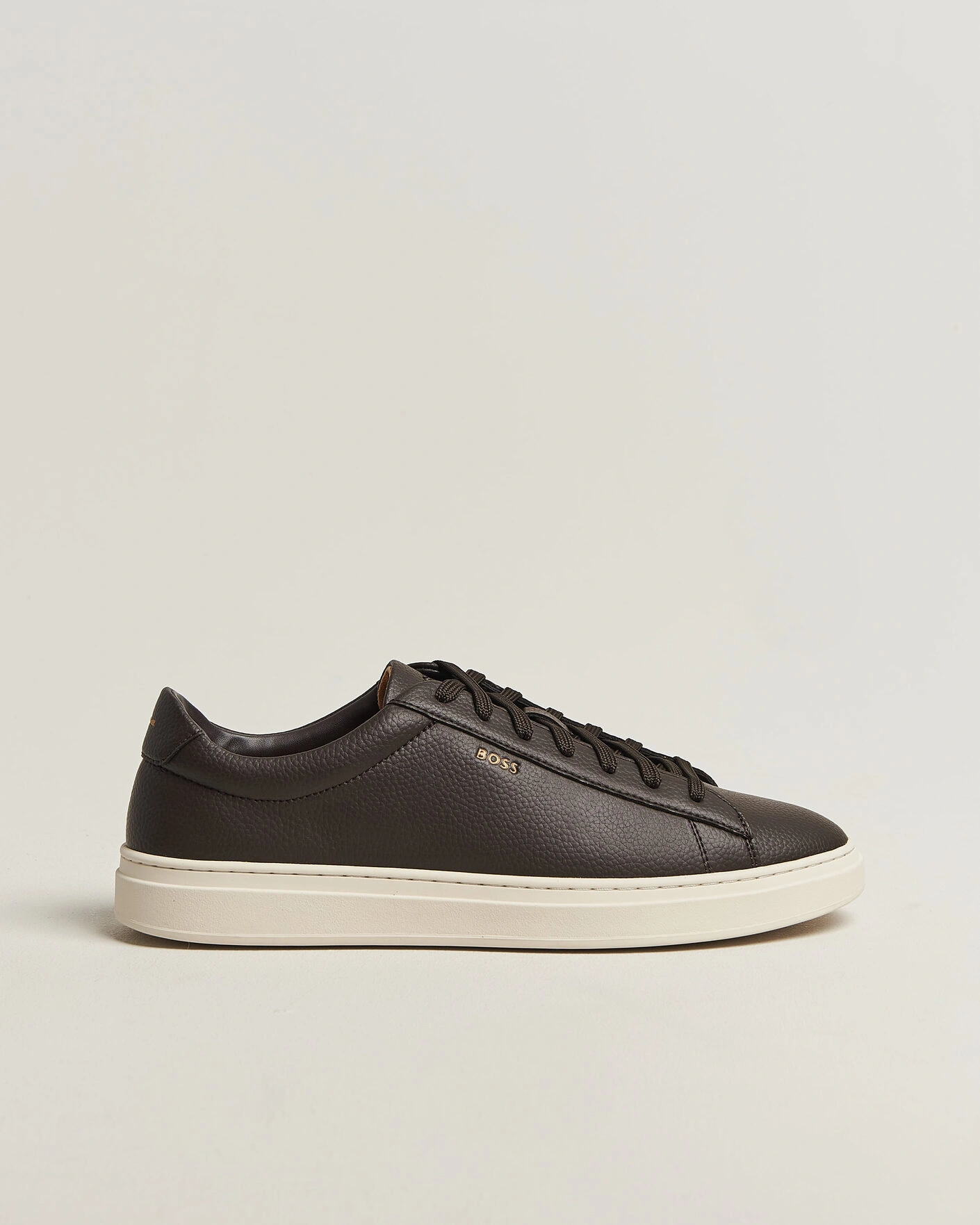Herr | Sneakers | BOSS BLACK | Kieran Grained Leather Sneaker Dark Brown
