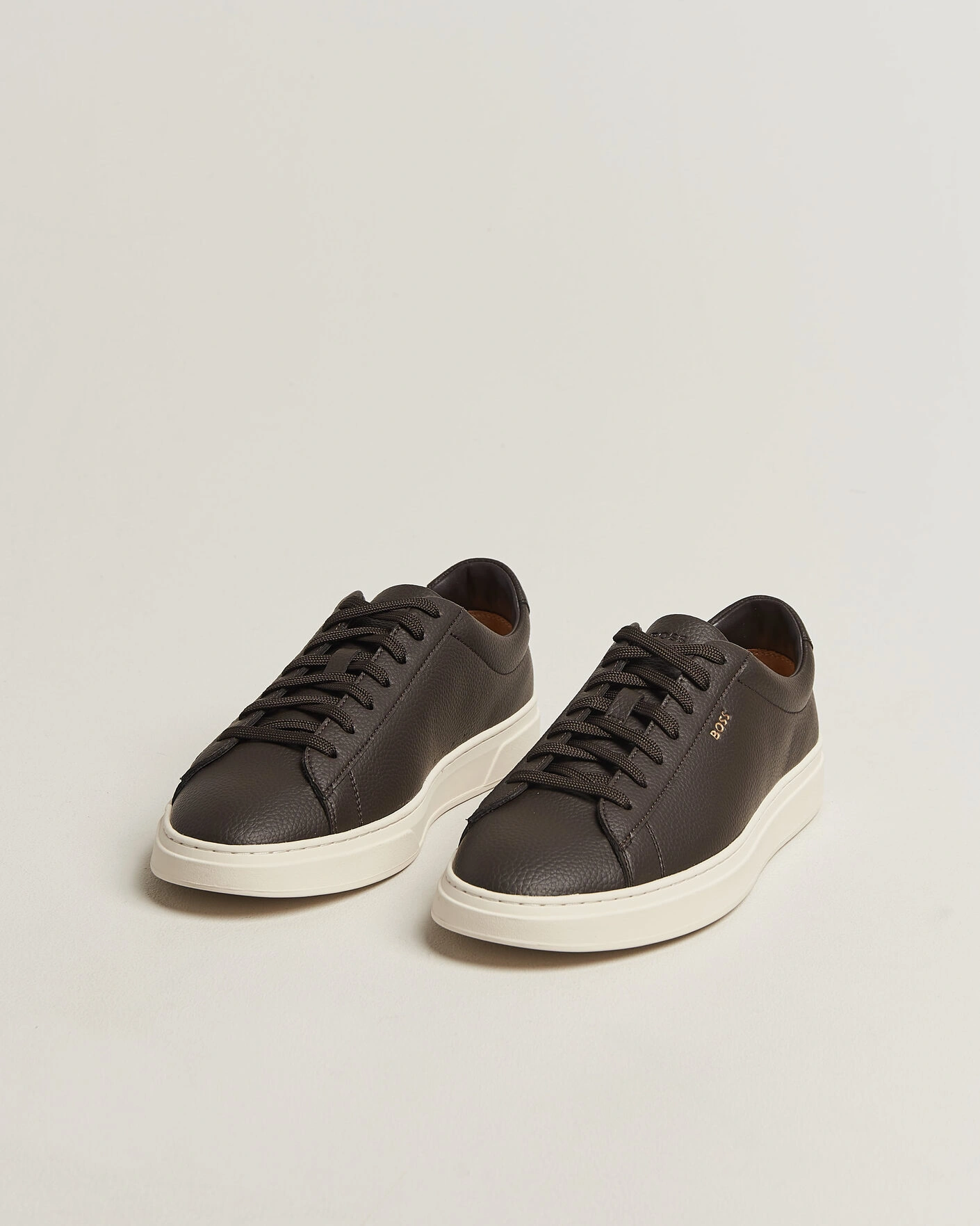 Herr | Sneakers | BOSS BLACK | Kieran Grained Leather Sneaker Dark Brown