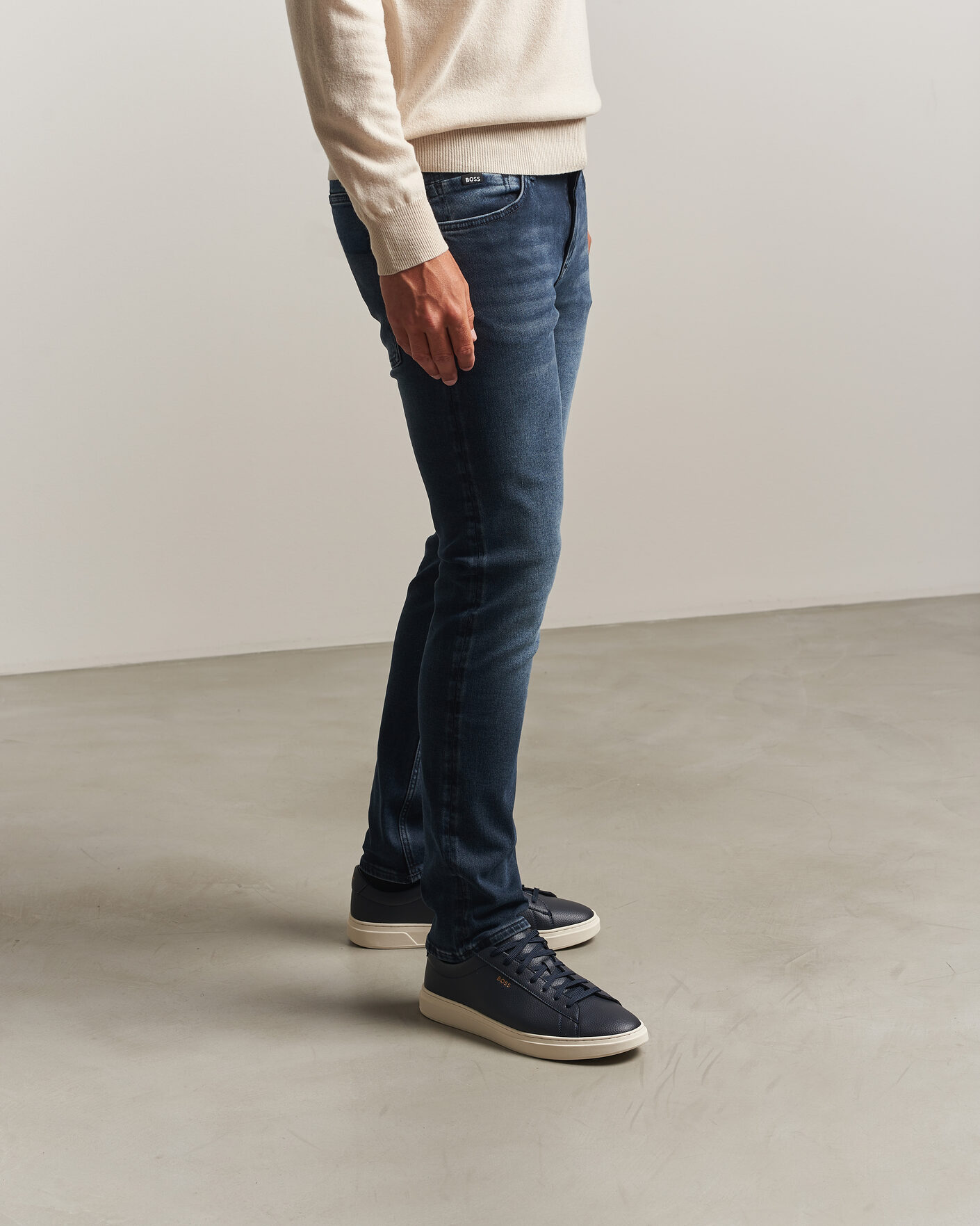 Herr | Sneakers | BOSS BLACK | Kieran Grained Leather Sneaker Dark Blue