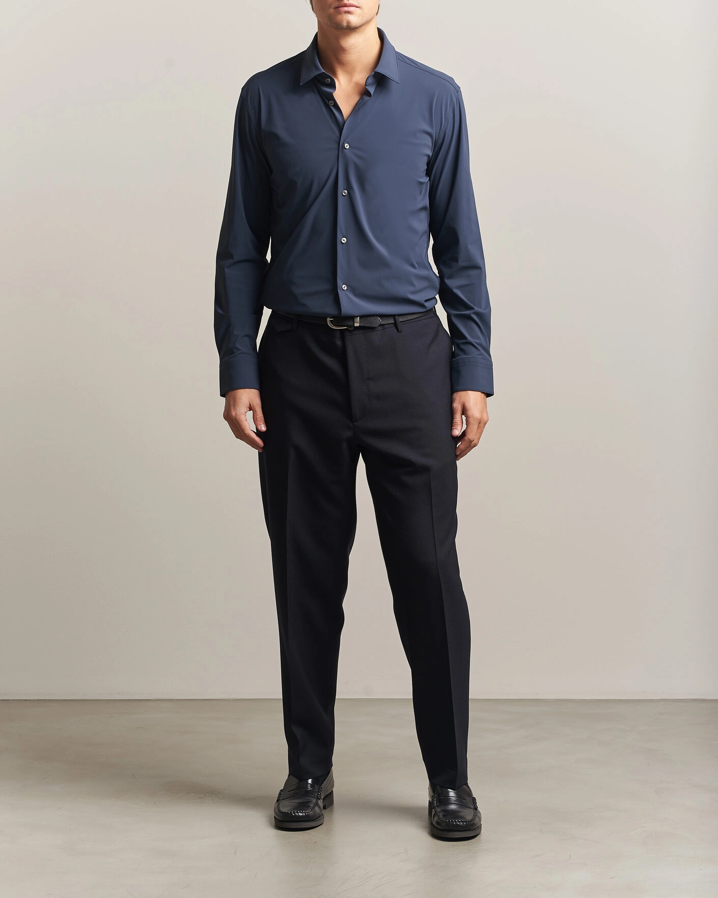 Herr | Skjortor | BOSS BLACK | Hank 4-Way Stretch Shirt Dark Blue