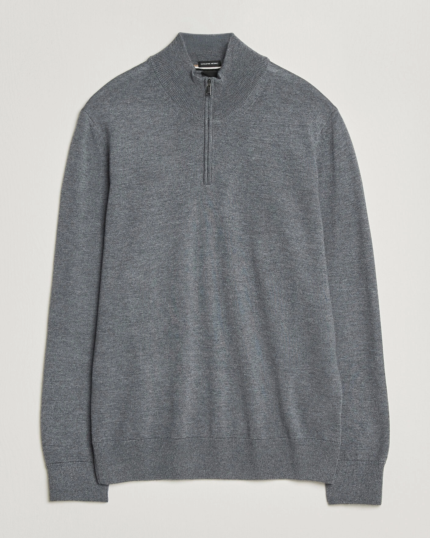 Herr | Tröjor | BOSS BLACK | Ebenji Merino Knitted Half Zip Medium Grey