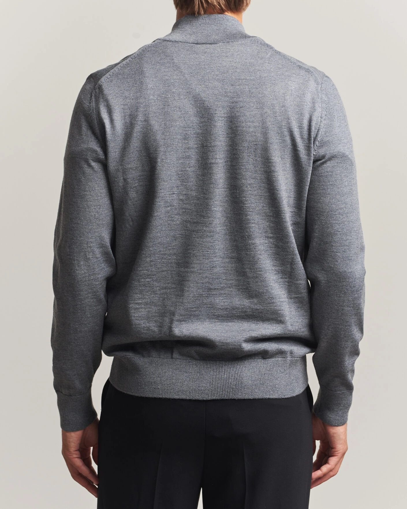 Herr | Tröjor | BOSS BLACK | Ebenji Merino Knitted Half Zip Medium Grey