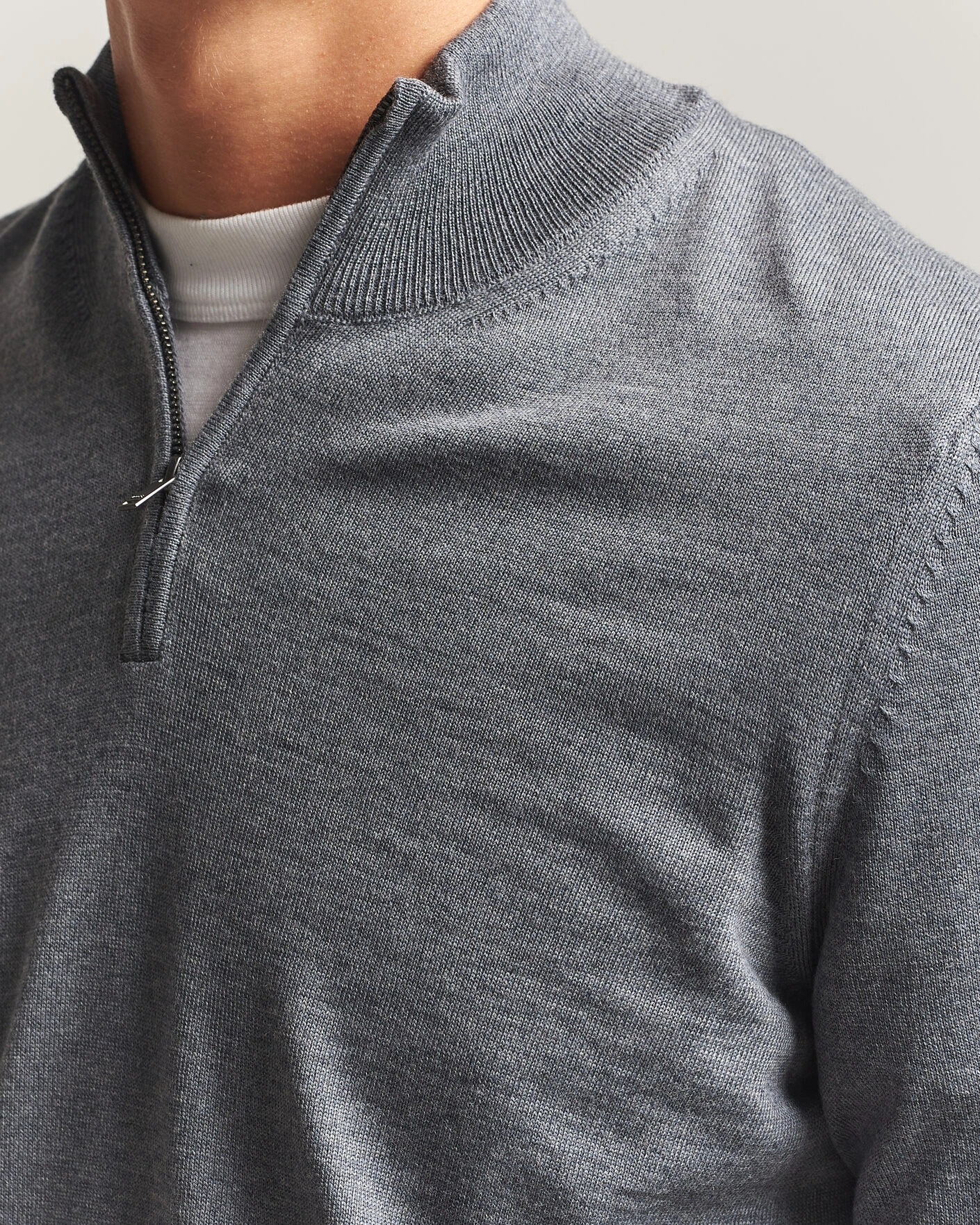 Herr | Tröjor | BOSS BLACK | Ebenji Merino Knitted Half Zip Medium Grey