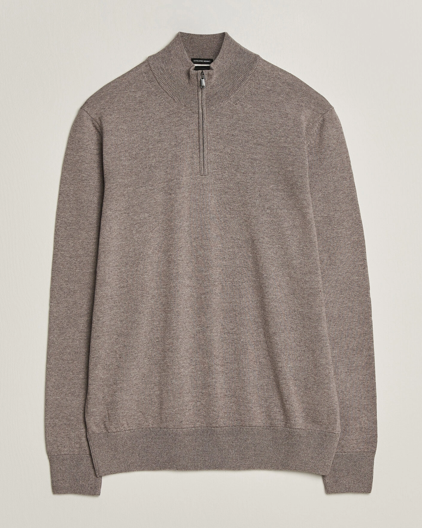 Herr | Tröjor | BOSS BLACK | Ebenji Merino Knitted Half Zip Open Brown