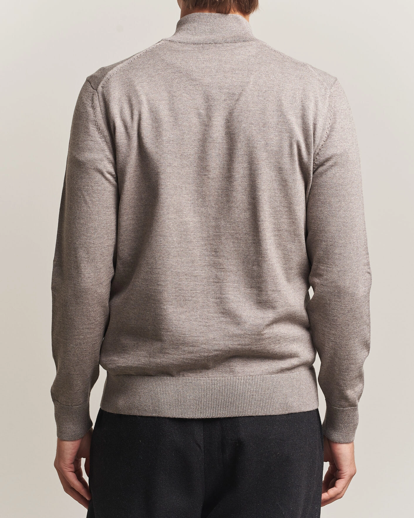Herr | Tröjor | BOSS BLACK | Ebenji Merino Knitted Half Zip Open Brown