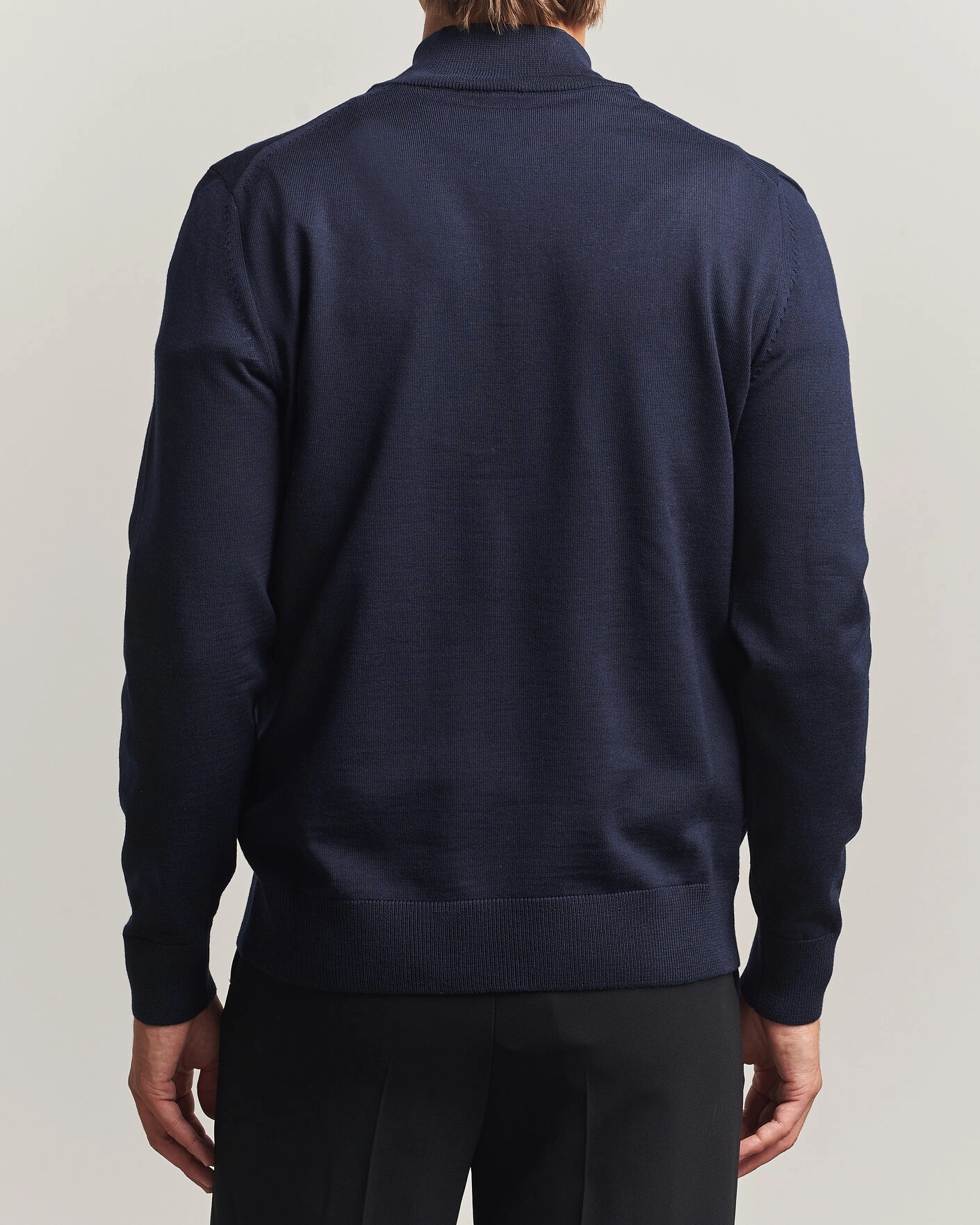 Herr | Tröjor | BOSS BLACK | Ebenji Merino Knitted Half Zip Dark Blue
