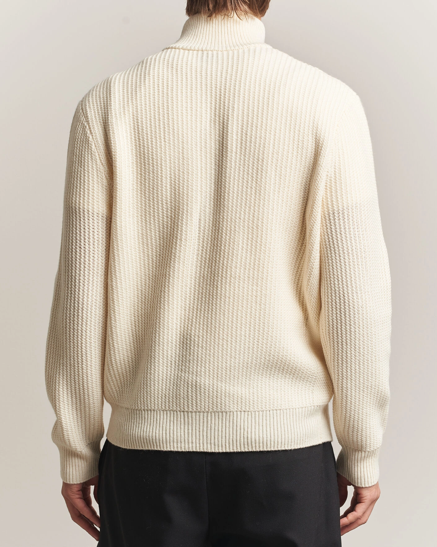 Herr | Tröjor | BOSS BLACK | Fiocco Wool/Cashmere Full Zip Open White