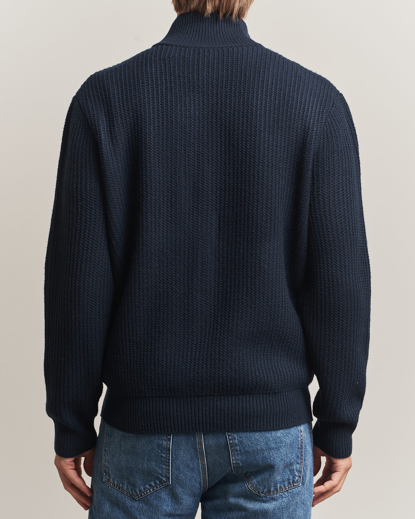 Herr | Tröjor | BOSS BLACK | Fiocco Wool/Cashmere Full Zip Dark Blue