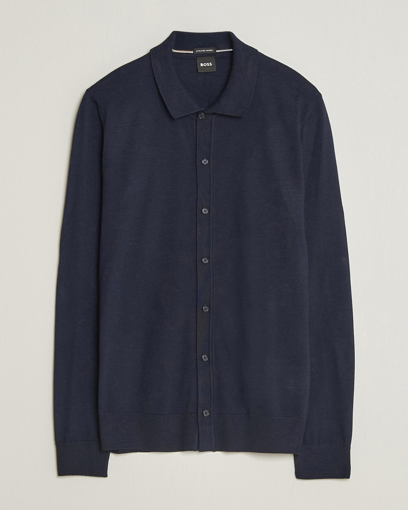 Herr | Tröjor | BOSS BLACK | Helbert Merino Knitted Cardigan Dark Blue