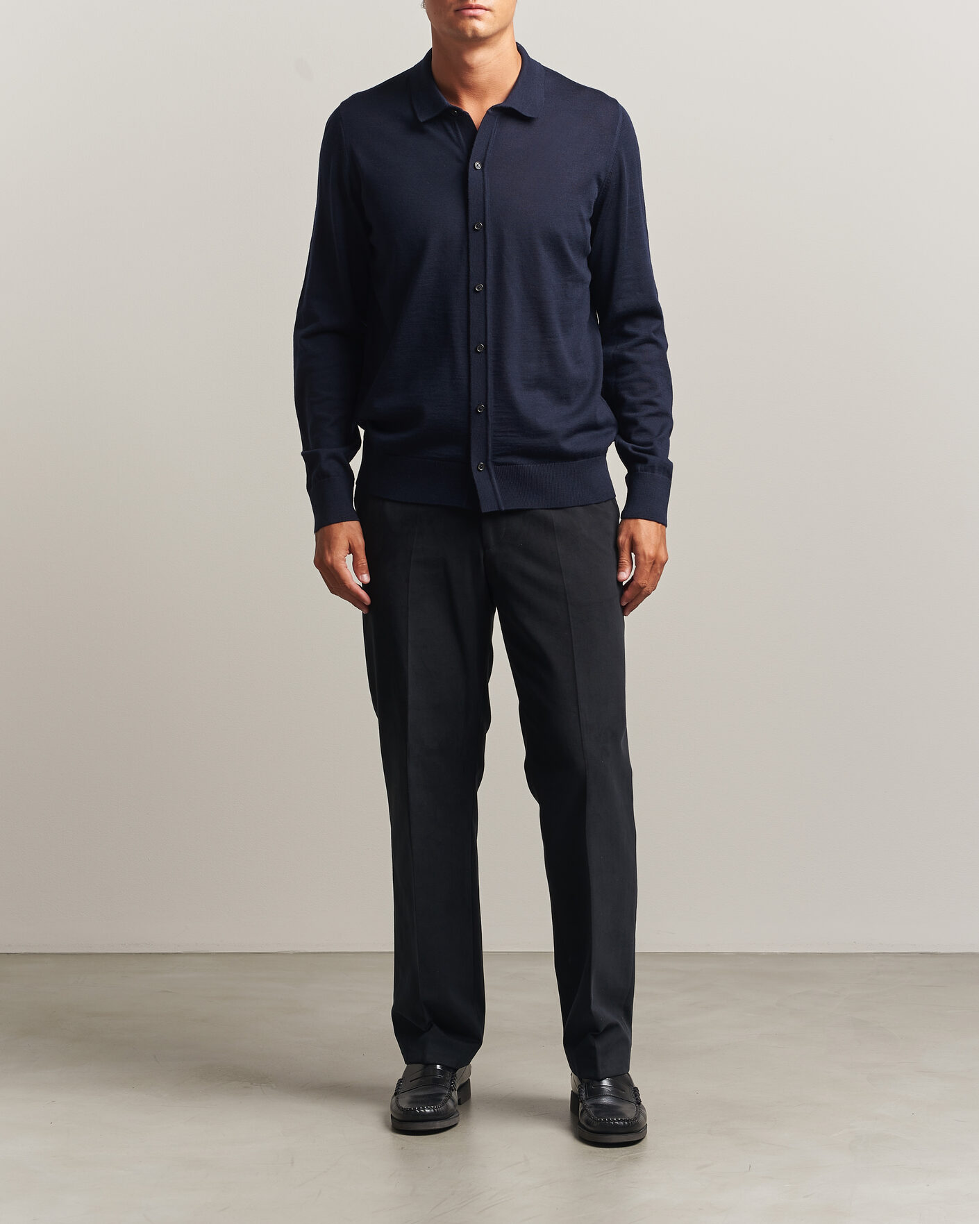 Herr | Tröjor | BOSS BLACK | Helbert Merino Knitted Cardigan Dark Blue