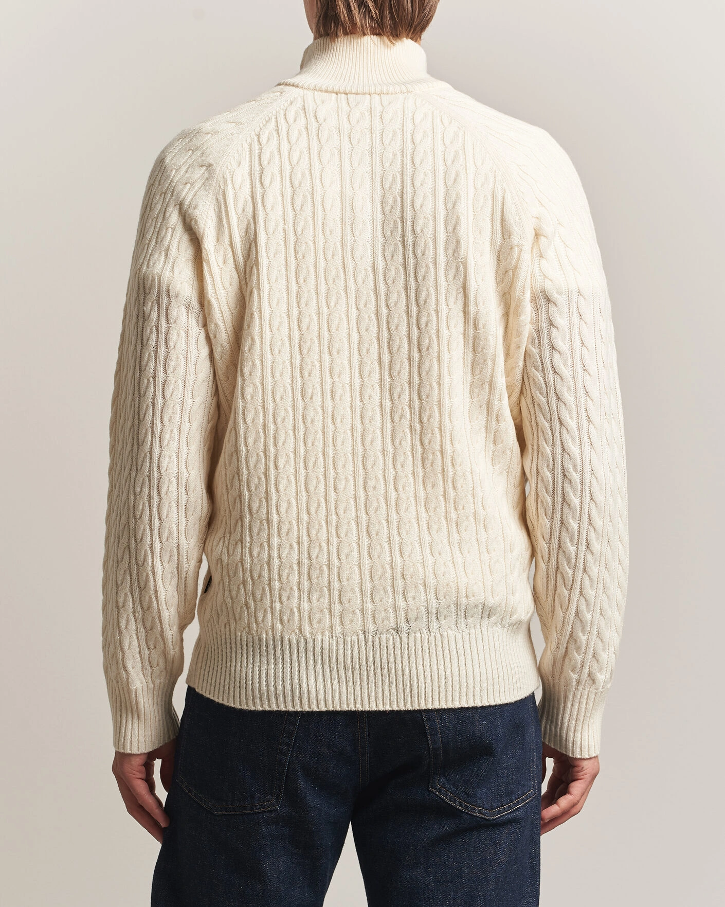 Herr | Tröjor | BOSS BLACK | Furore Wool/Cashmere Cable Half Zip Open White