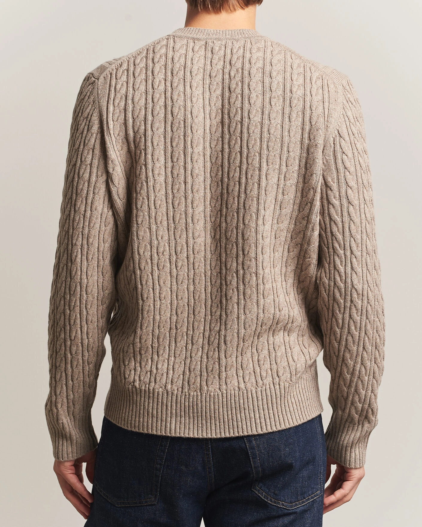Herr | Tröjor | BOSS BLACK | Furlan Wool/Cashmere Cable Crew Neck Open Brown