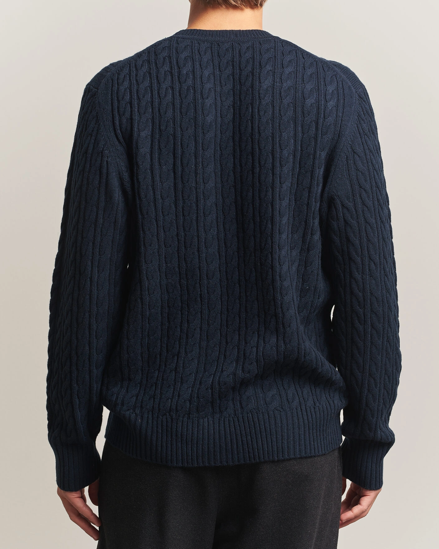 Herr | Tröjor | BOSS BLACK | Furlan Wool/Cashmere Cable Crew Neck Dark Blue