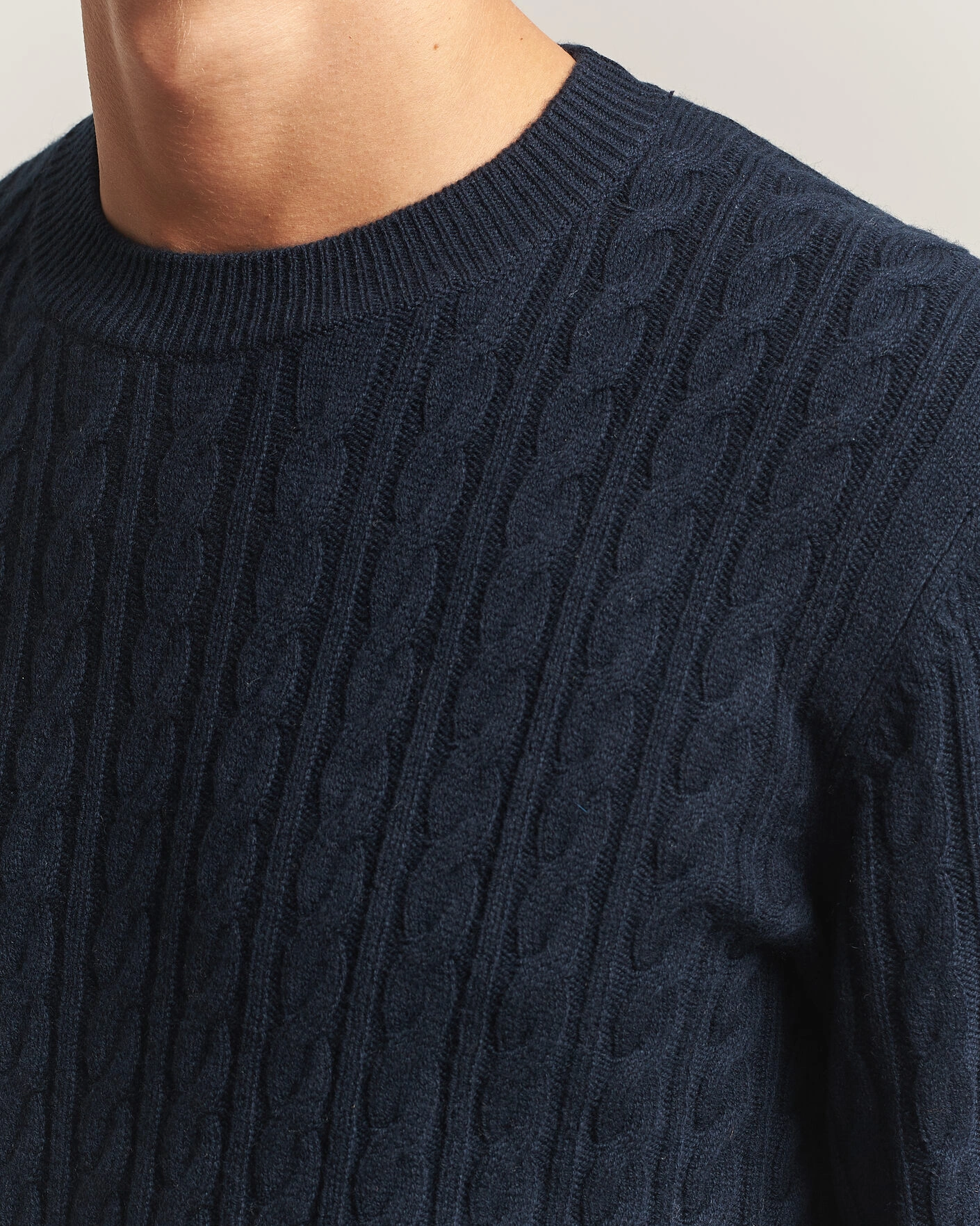 Herr | Tröjor | BOSS BLACK | Furlan Wool/Cashmere Cable Crew Neck Dark Blue