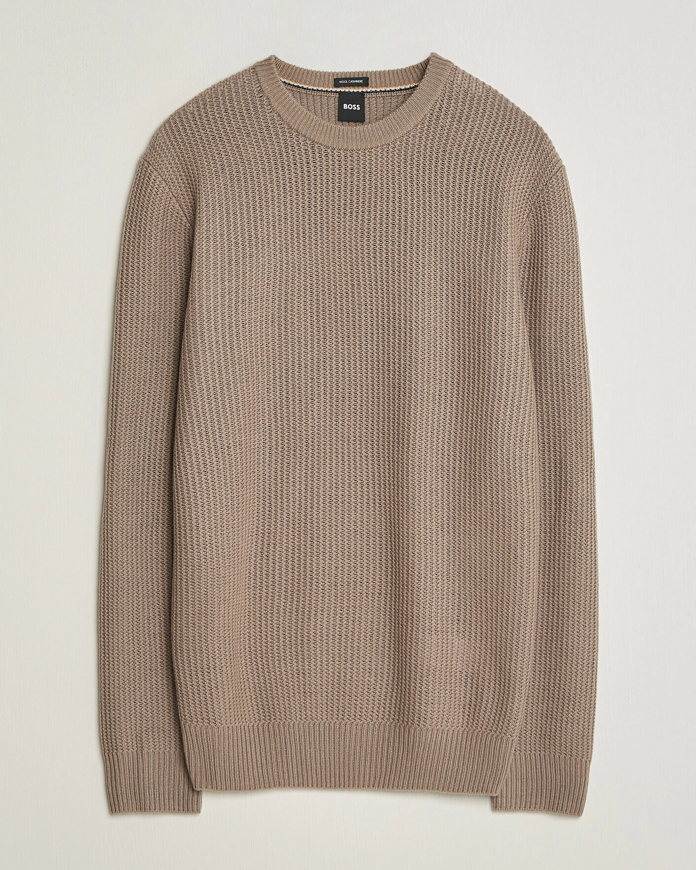 Herr | Tröjor | BOSS BLACK | Fiocchetto Wool/Cashmere Crew Neck Open Brown