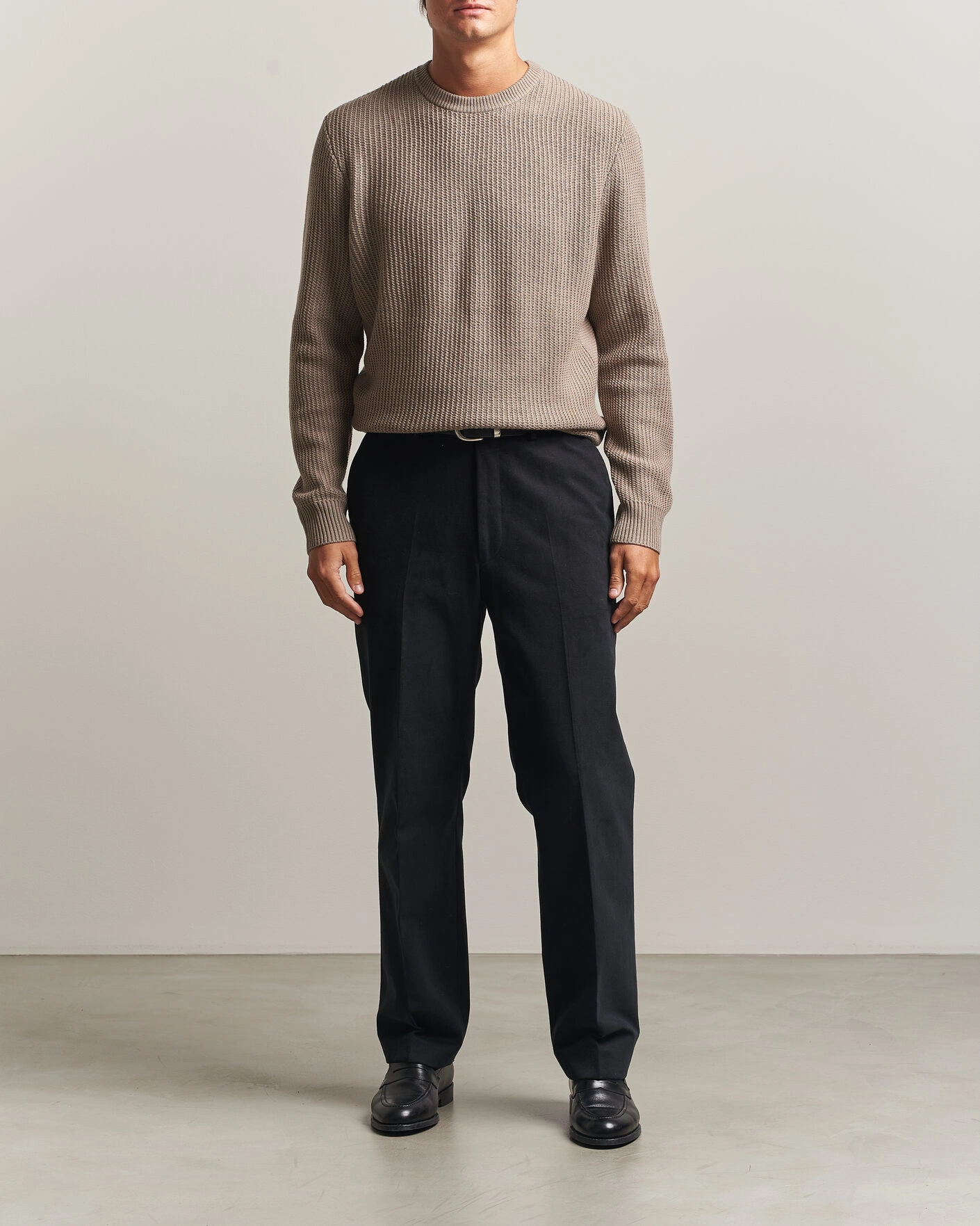 Herr | Tröjor | BOSS BLACK | Fiocchetto Wool/Cashmere Crew Neck Open Brown